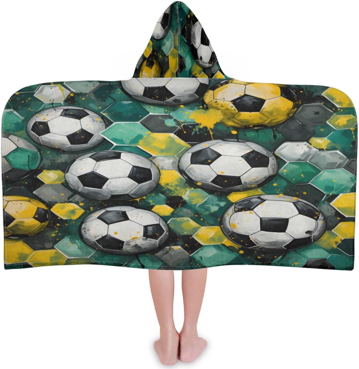 Pardick Kids Bath Towel Retro Soccer Beach Towel with Hood Pool Cover Up for Girls Boys Soft Absorbent Hooded Bath Towel Toddler Towels for Beach, Pool