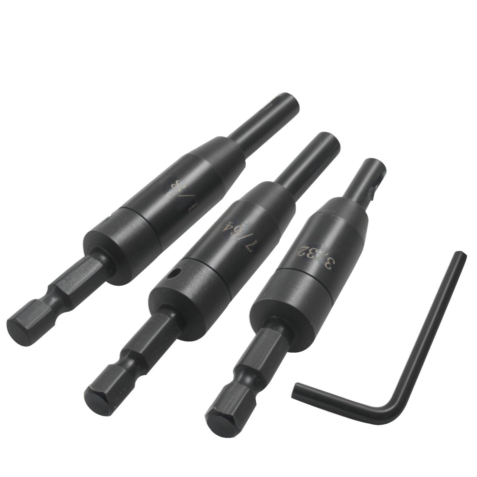 VIX - Set di 6 punte autocentranti per trapano, CC2430 da 3/32", 7/64", 1/8", #6 8 10 viti per trapano con codolo esagonale da 1/4