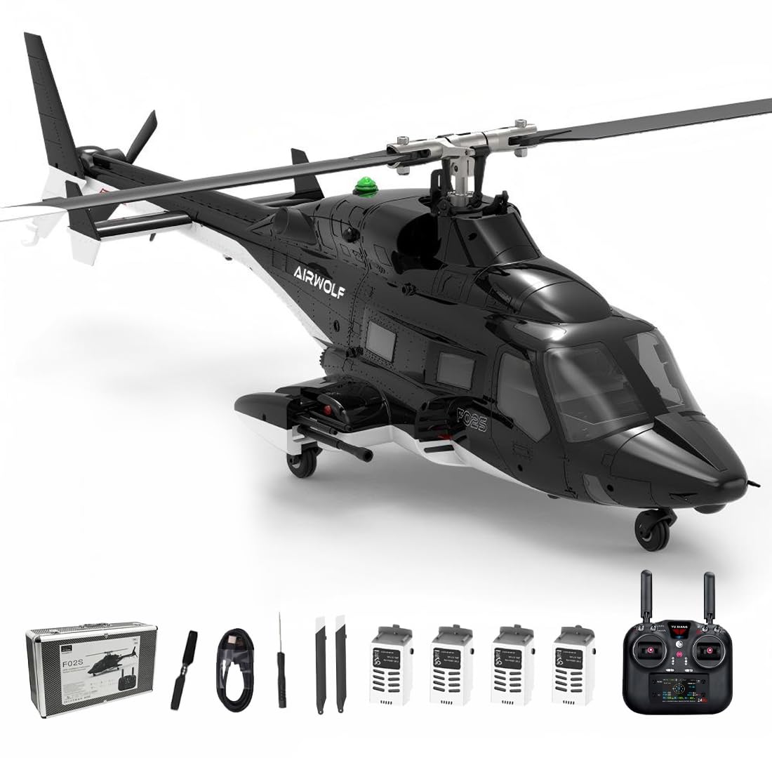 YUXIANG F02S Air-Wolf GPS Smart RC-Hubschrauber, Maßstab 1:34, 8-Kanal-Brushless-Motor, Flybarless-Simulator, RC 3D/6G-Hubschrauber mit automatischer Rückkehrfunktion und GPS-Positionierung – RTF