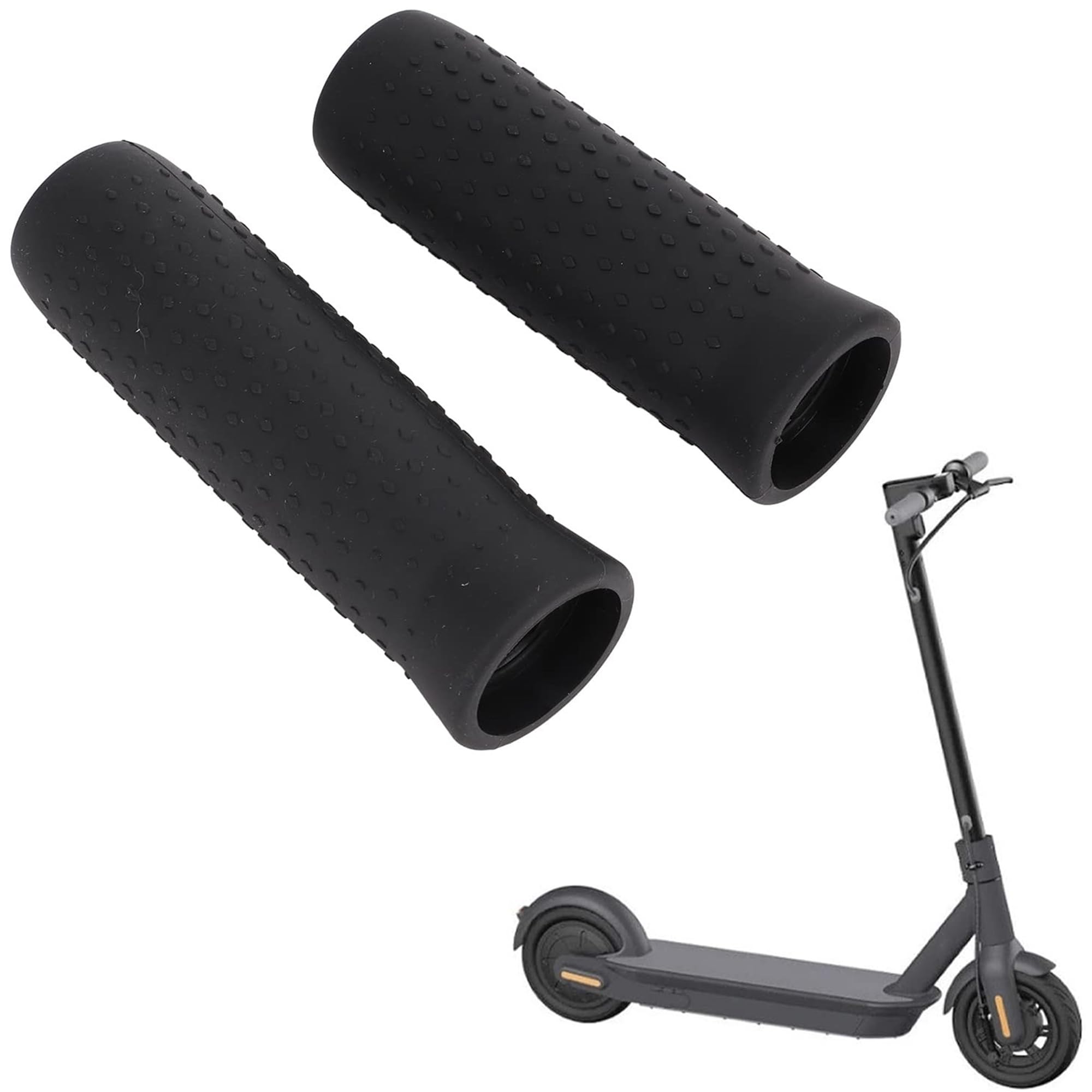 2 x Electric Scooter Handlebar Grips Non-Slip Silicone Grip for Ninebot G30 Silicone Handle Electric Scooter Accessories (Black)