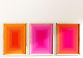 Trendy Retro Abstract Aura Gradient Poster Pink And Orange Abstract Canv...