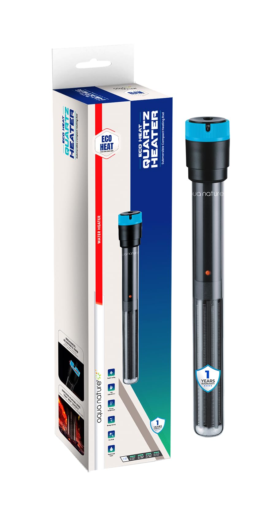 aqua nature Eco Heat Adjustable Submersible Aquarium Heating Rod With Thick Explosion Proof Quartz Tube Equipped With Anti-Collison Sleeve For Fresh & Saltwater Aquariums (200W (Suits 100-200L))-image-32