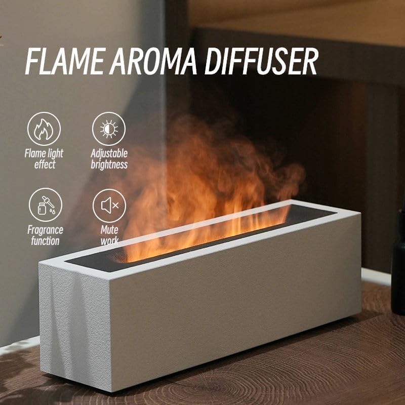 Diffusore per aromaterapia con effetto fiamma LED, spegnimento automatico, umidificatore a nebbia ad ultrasuoni per casa e ufficio
