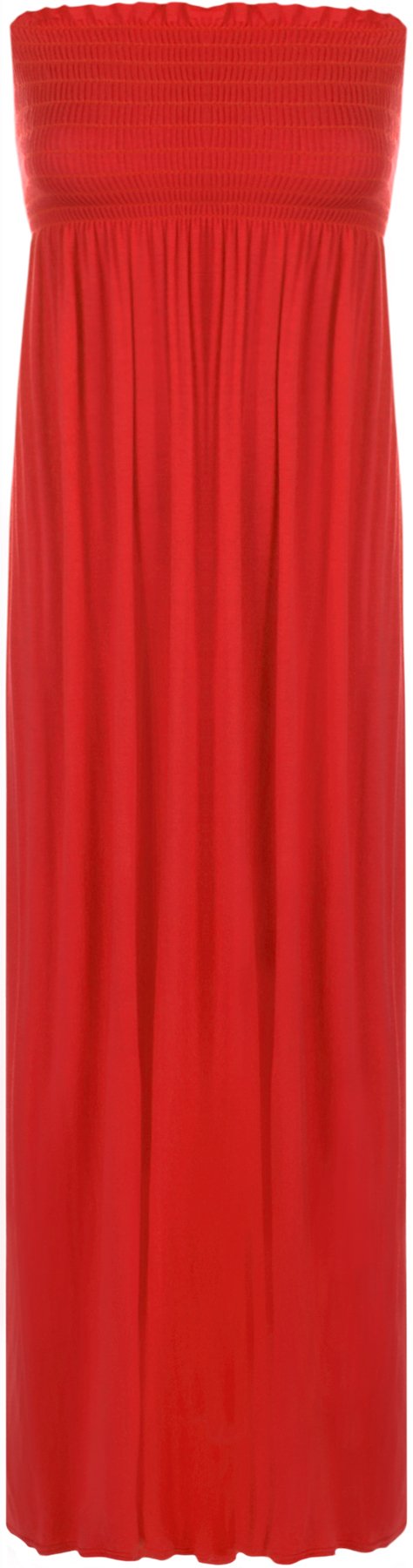 Wearall Women's Red. Plus Size Printed Bandeau Stapless Shirred Long Maxi Dress Red 16-18