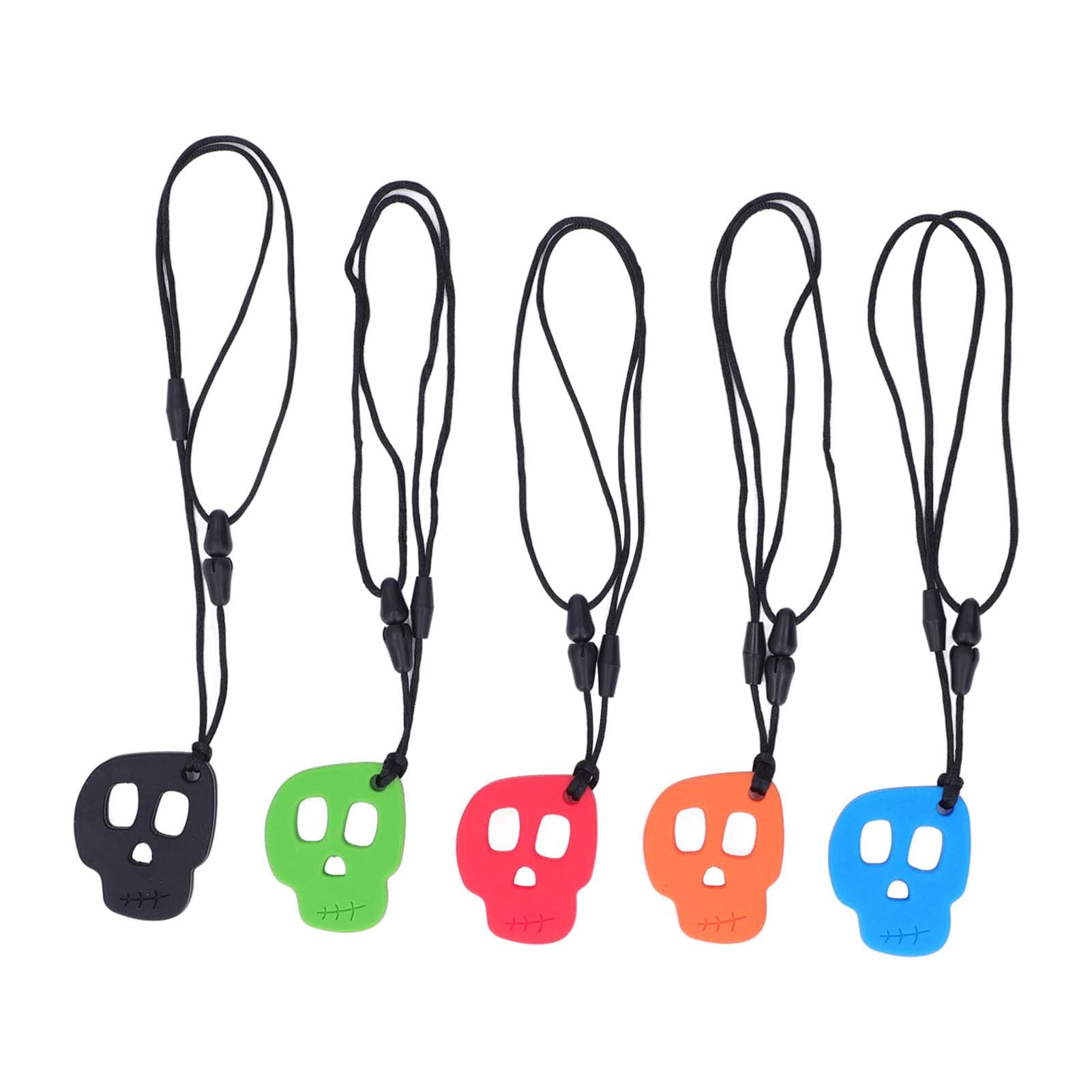 Alomejor Skull-Shaped Chew Necklace for Adults & Kids – Soft Food-Grade Silicone Sensory Necklace for Anxiety Relief, Focus, and Oral Motor Support – BPA-Free, Non-Toxic, Comfortable Wearab