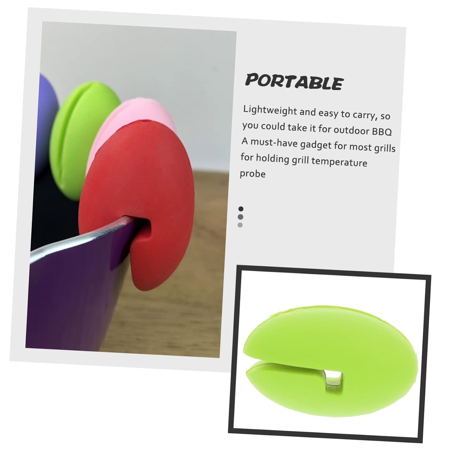 Silicone Temperature Probe Clip for Grills and BBQ Cooking Use