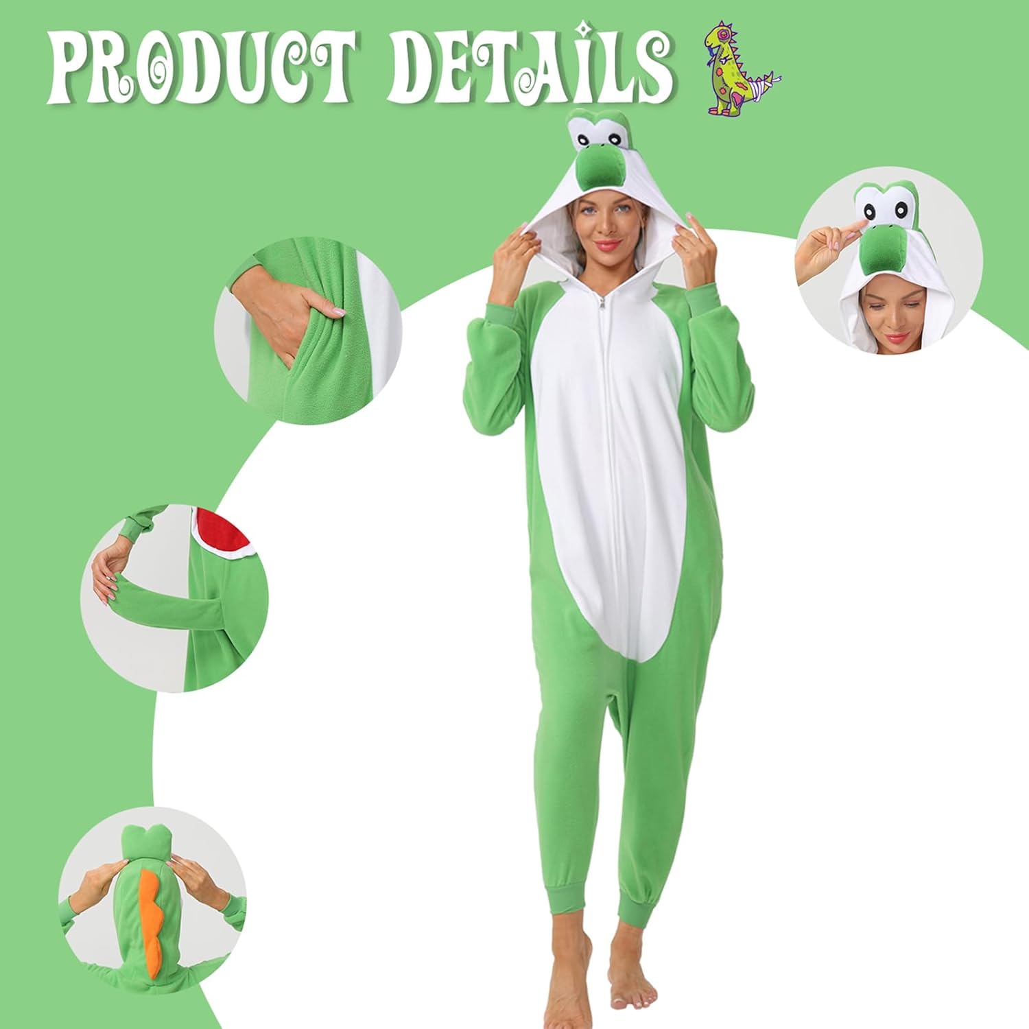Adult Onesie Pajamas Cosplay Halloween Costume Animals Sleepwear Jumpsuit Costume for Women Men - Image 3