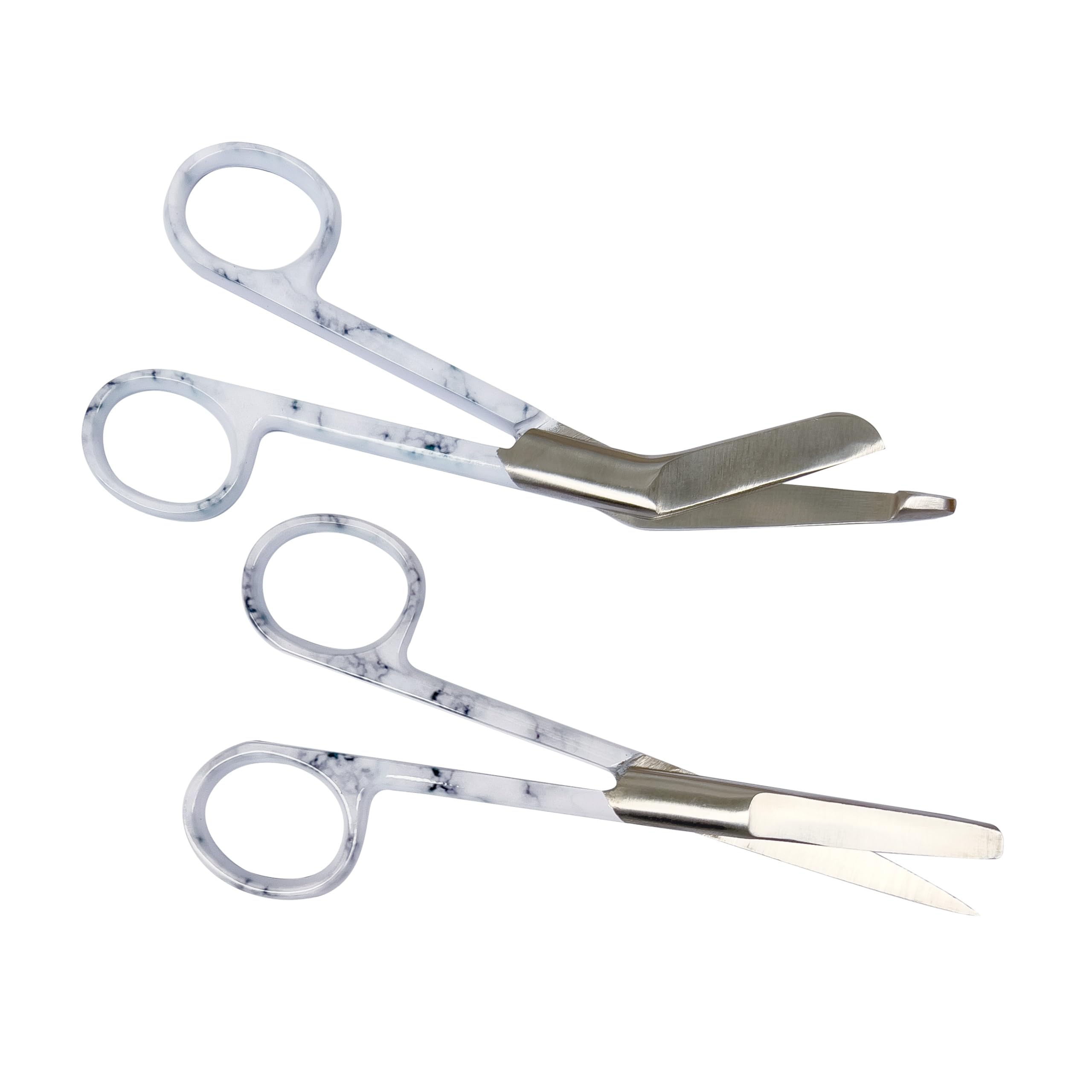 Krankenschwester Scheren Set MIT GRAVUR - Verbandschere Krankenschwester - Krankenschwester Zubehör - Krankenschwester Geschenk - Edelstahl Scharf - Abgerundete Spitze (Marmor)