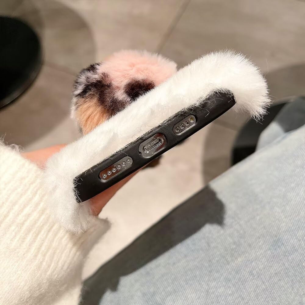 Custodia Peluche Coniglio Per Motorola Edge 30 Neo – Morbida E Soffice Con Orecchie 3D E Strass, Bianco/Grigio - 2