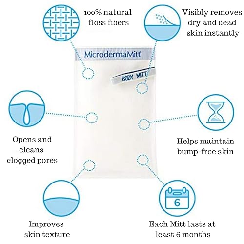 Miniatura 5 de MicrodermaMitt Exfoliante profundo para la espalda para baño y ducha, removedor de piel muerta y seca, exfoliante de doble cara, paño de lavado