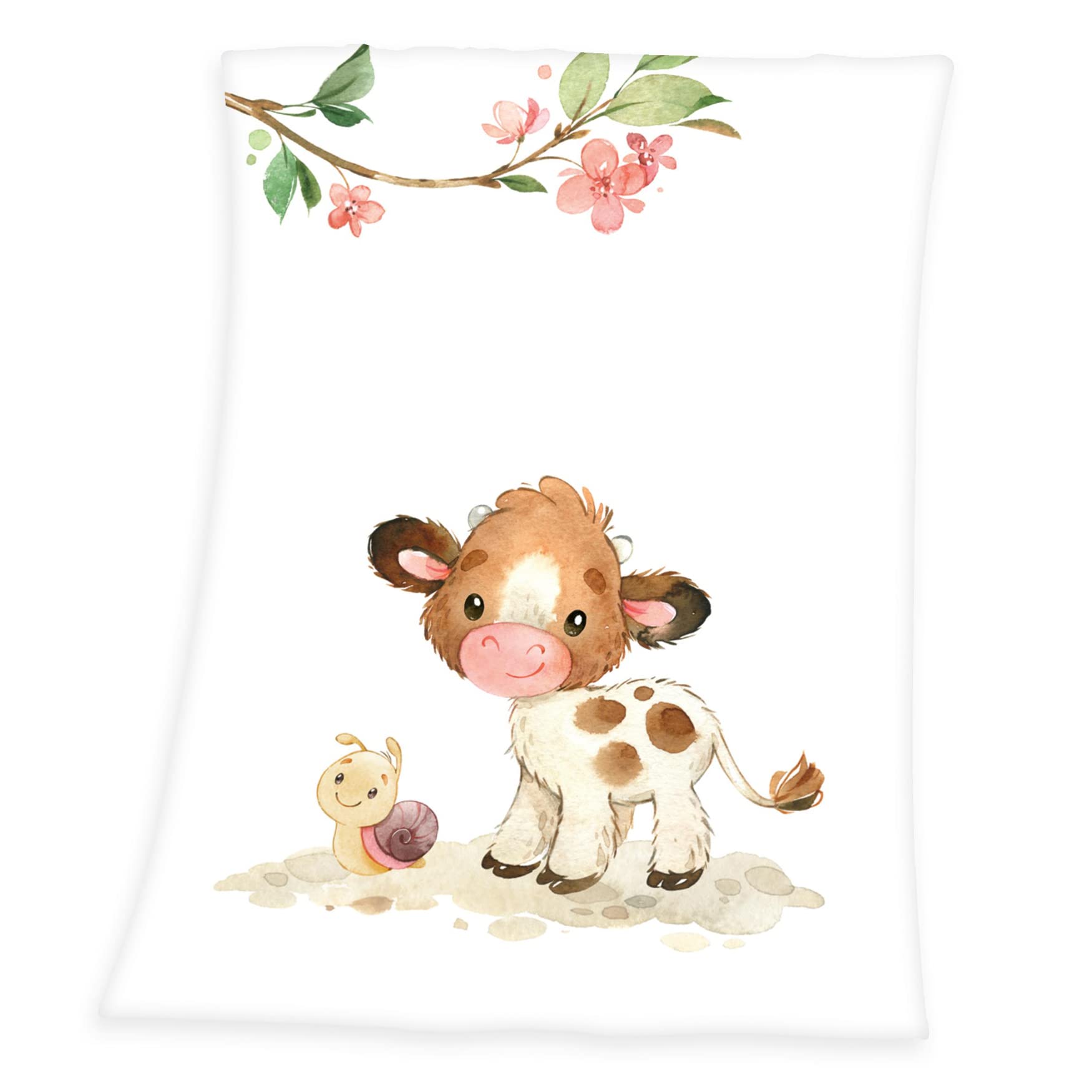 Herding Sweet Little Calf Soft Peach Blanket, 75 x 100 cm, 100% Polyester, Multicoloured
