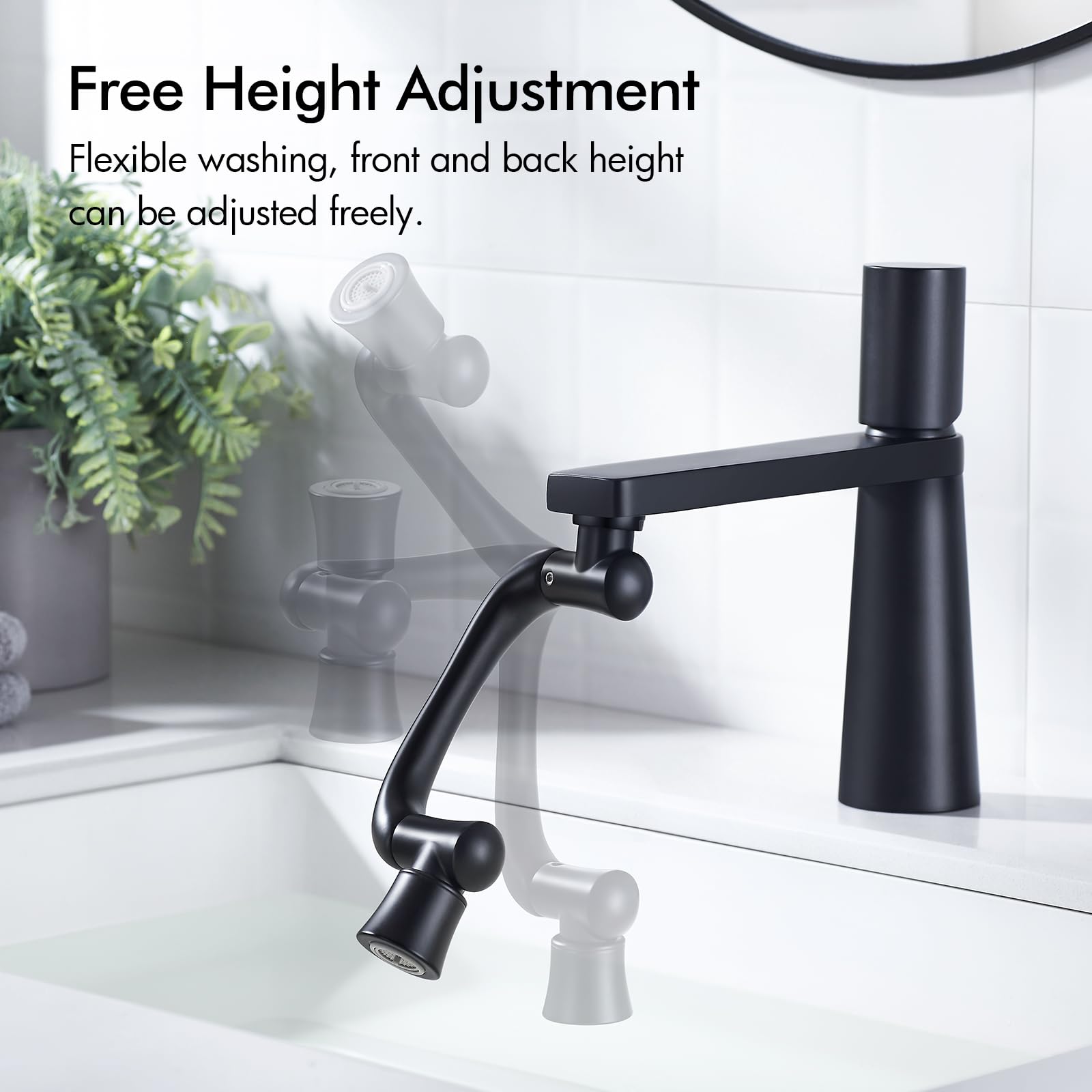 BAGNOLUX Extensor de grifo giratorio de 1080° para fregadero de baño o fregadero de cocina (negro mate1)