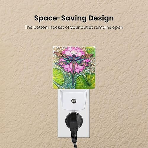 Miniatura 5 de Luz nocturna de libélula, lámpara LED enchufable, luces nocturnas para dormitorio, decoración de loto para habitación de niños, pasillo, escaleras,