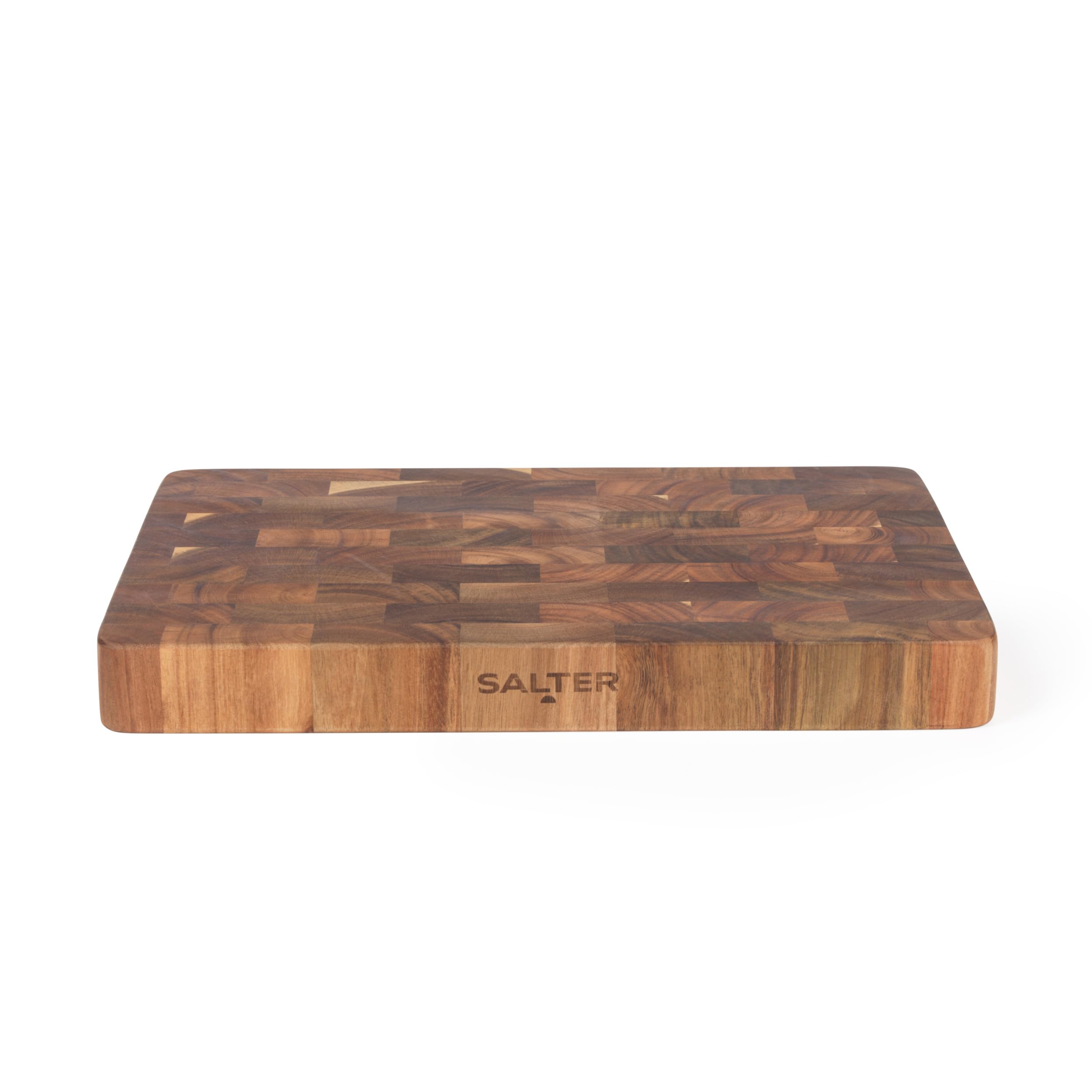 Salter Acacia Butcher’s Block – 38cm Chopping Board, Heavy-Duty Base, FSC®-Certified Wood, Finger Grooves for Easy Lifting, Strong and Durable for Preparing and Serving, Protects Kitchen Worktops