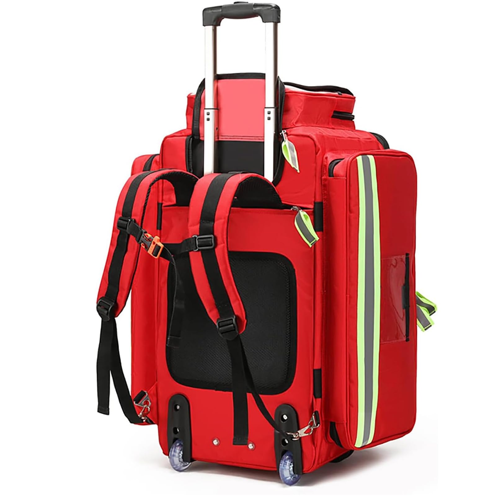 Mochila de primeros auxilios de gran capacidad, bolsa de respuesta profesional con carrito extraíble, para viajes, camping, senderismo