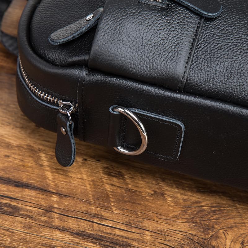 Miniatura 9 de Genuine Leather Sling Bag for Men Small Shoulder Messenger Pack for Outdoor Travel Business with Gift Box