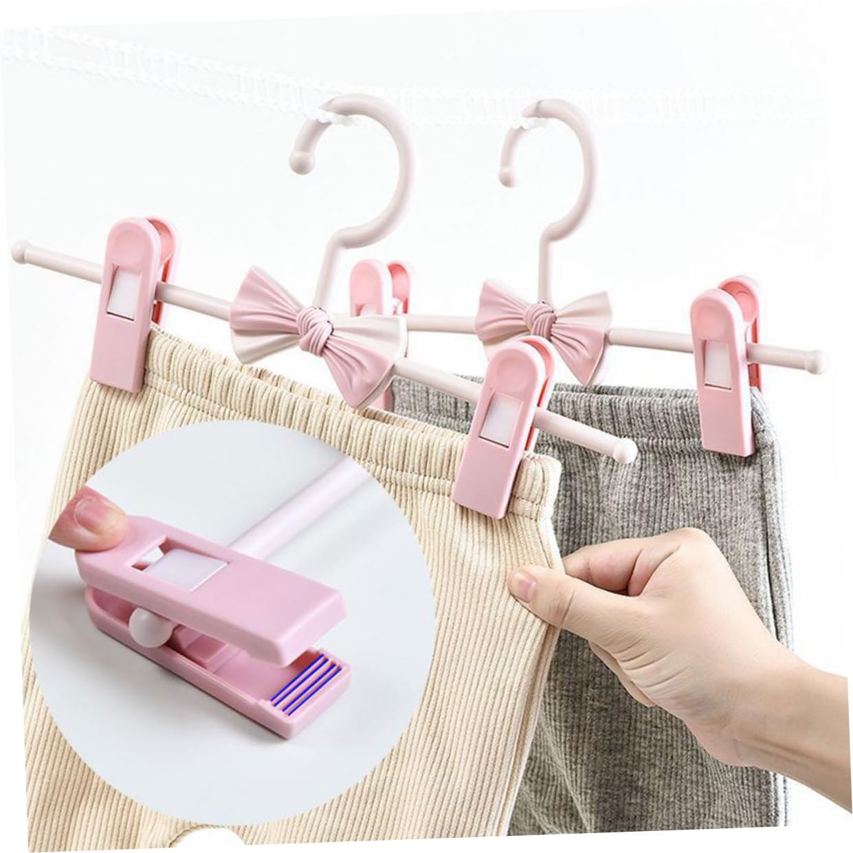 Hohopeti 10pezzi Grucce per Pantaloni Elasticizzate Grucce Regolabili Clip per Jeans e Gonne Appendini per Casa Forniture per Casa