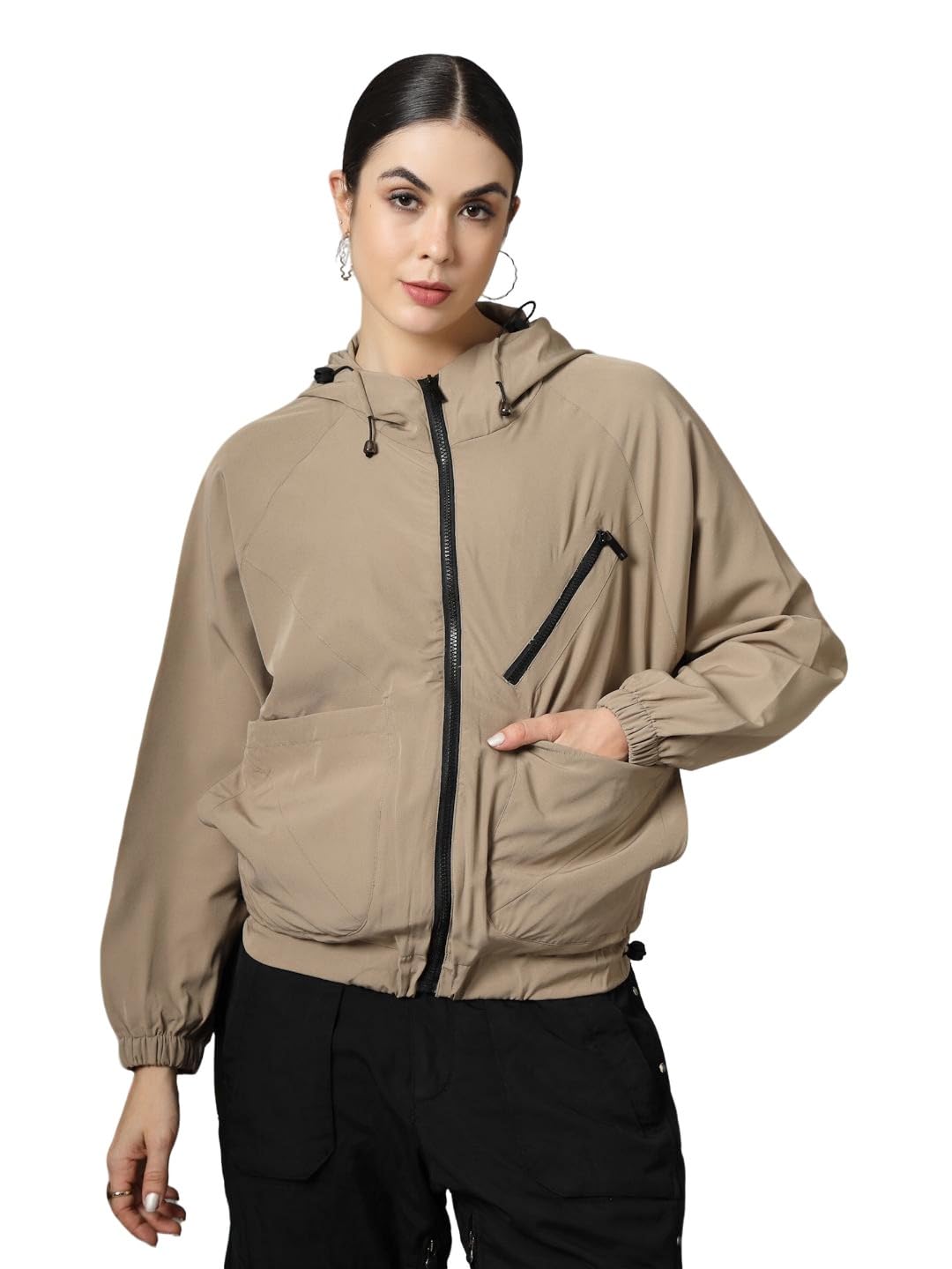 CHKOKKO Womens Stylish Oversized Windcheater Hoodie Jacket with Zip Closure Lightweight Sportswear for Running Travel Hiki... - Review, Price and Buying Guide