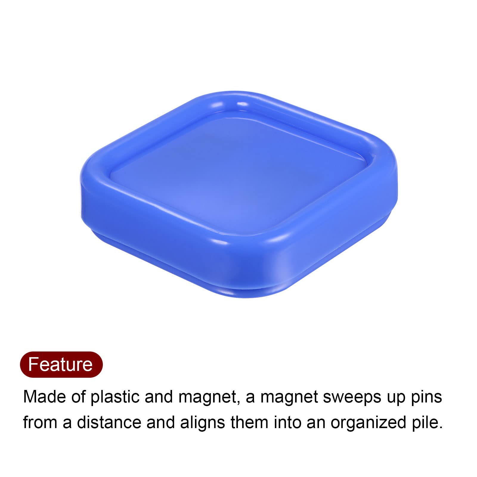 HARFINGTON Cojín magnético cuadrado de plástico magnético para alfileres de costura, estuche de almacenamiento, herramienta de cojín de aguja para proyectos de costura, color azul