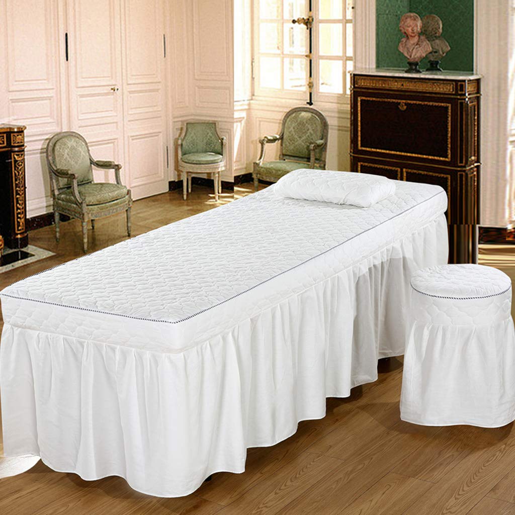 ?????? Hotel Cosmetic Bed Valance Sheet Massage Couch Table Skirt Cover 190x70cm, White