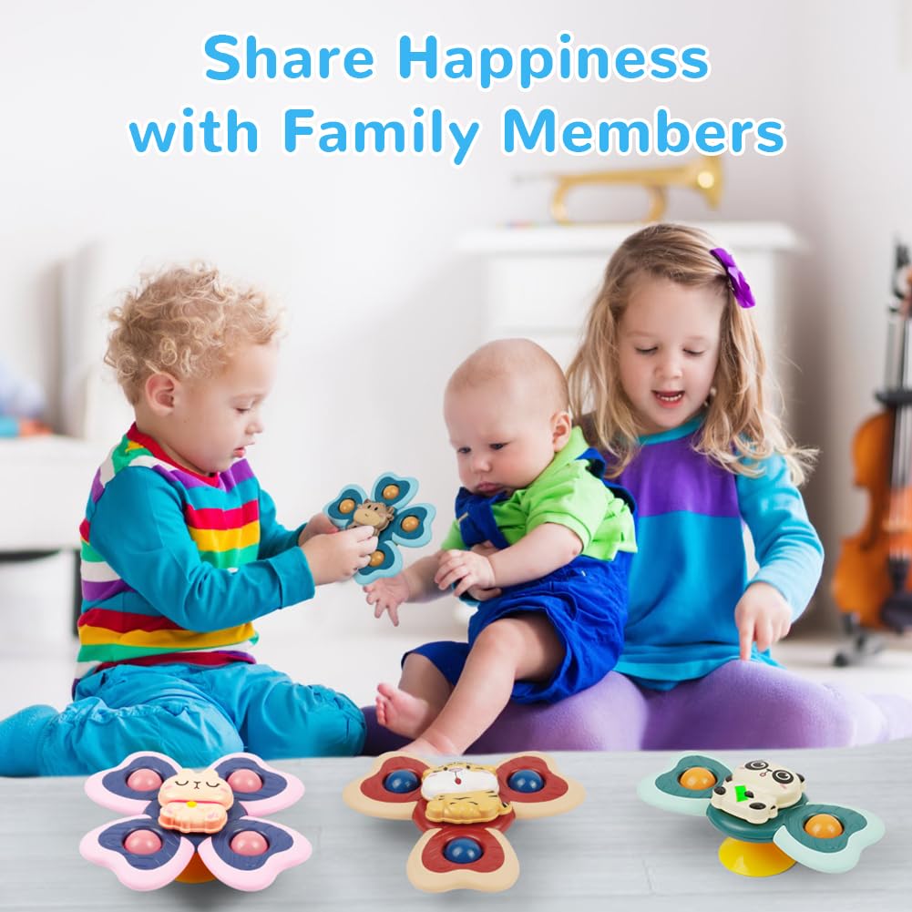 Vicloon Giocattolo a Ventosa per Bambini, 4pcs Giocattoli Sensoriali per Vasca da Bagno, Animali Colorati Spinning Top per Il Bagnetto per Bambini, Sollievo dall'Ansia Regali (Animale)