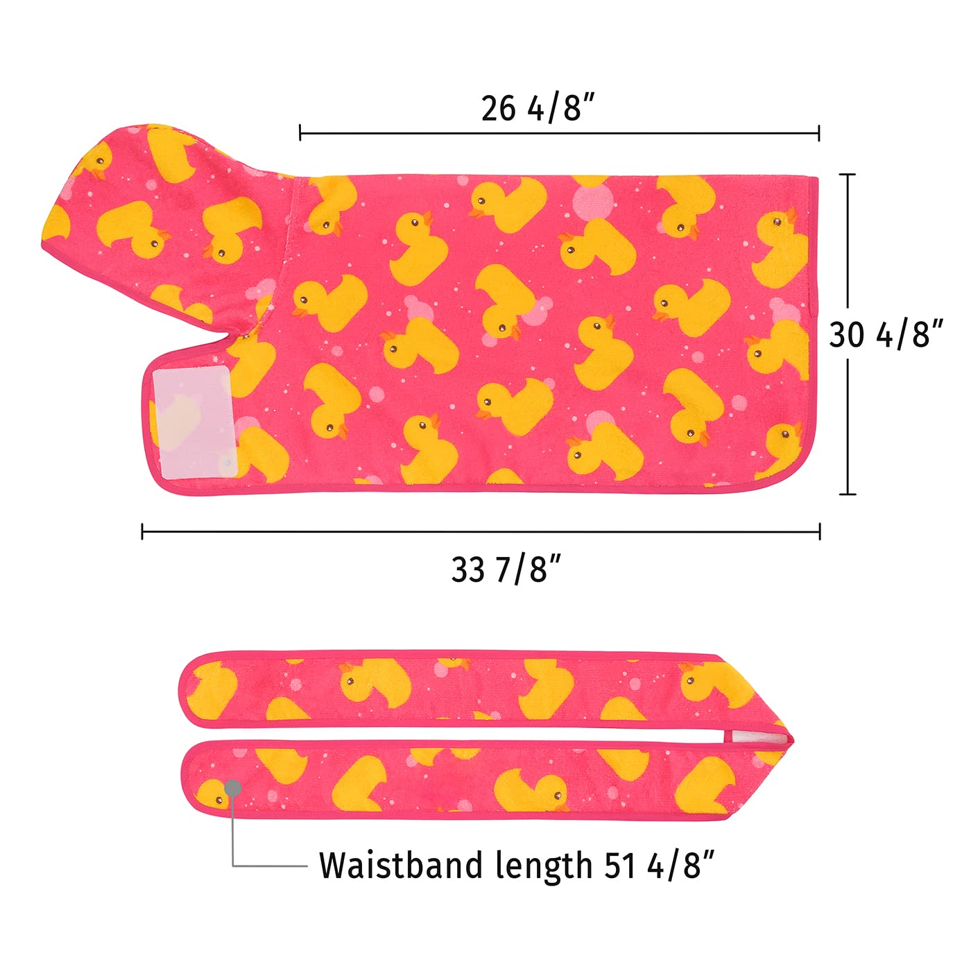 HDE Peignoir de Bain pour Chien Super Absorbant avec Capuche pour Grands Chiens, Canards en Caoutchouc Rose, Taille XL