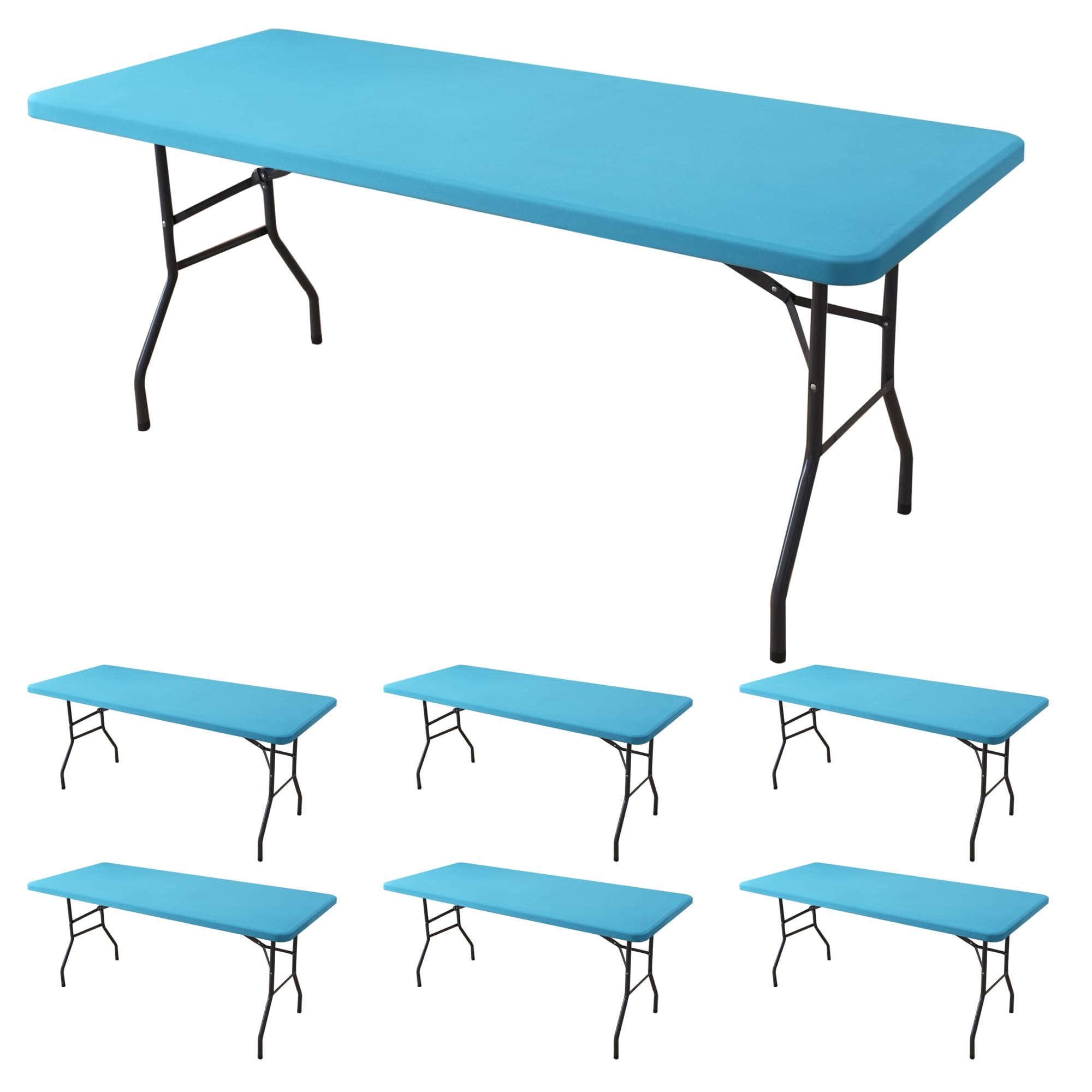 Black Fitted Tablecloth - 6ft Rectangle -12 Black Fitted Tablecloth - 6ft Rectangle -12