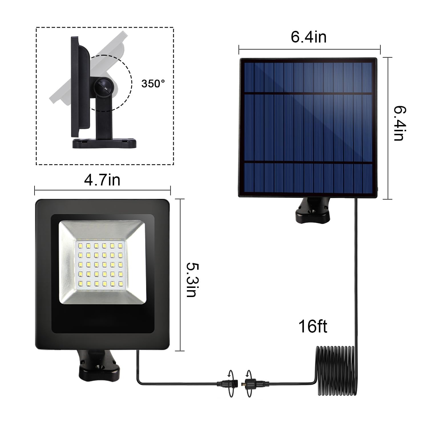 Dresmannst Solar-Flutlicht, LED-Solarleuchten, Sicherheitslicht, wasserdicht für Decke, Veranda, Kabinendach, Baum, Tür, Garten Beleuchtung