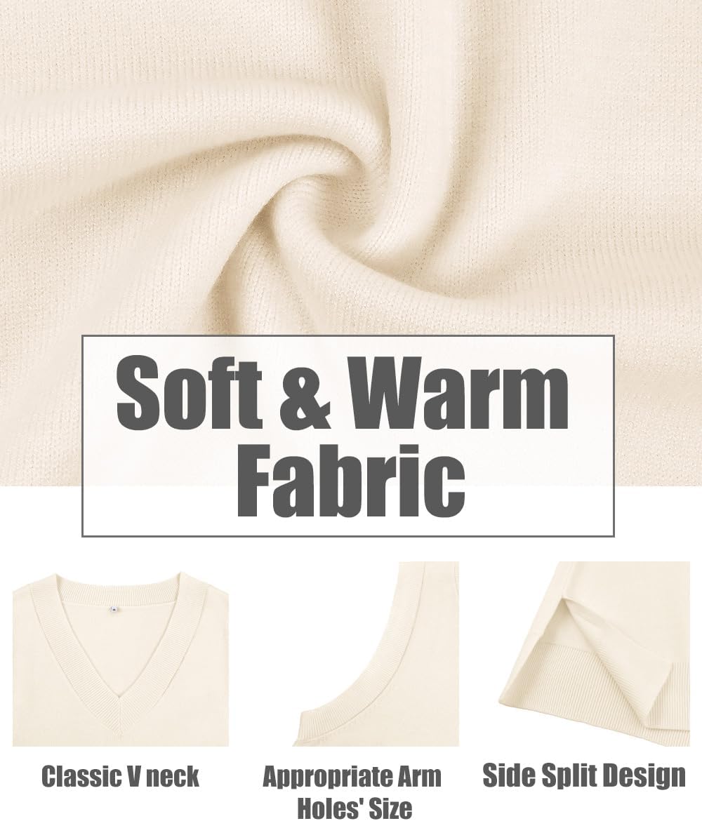 CARCOS Plus Size Sweater Vest for Women Preppy Style V Neck Sleeveless Sweaters Knit Pullover Tank Tops XL-5XL - Image 2