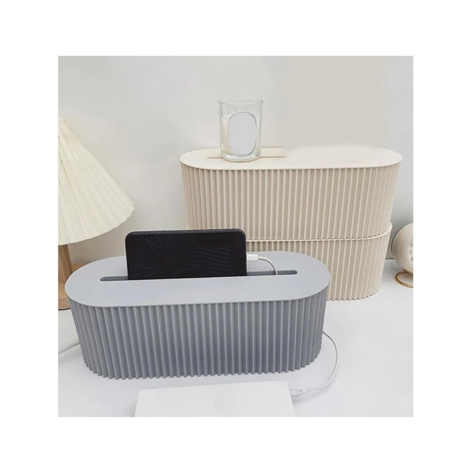 1 Set (2PCS) Household Socket Board Organizer Box with Lid for Home Office Desk - Multifunctional Cord Hider to Hide Wires, Cables, Sockets for Office and Home