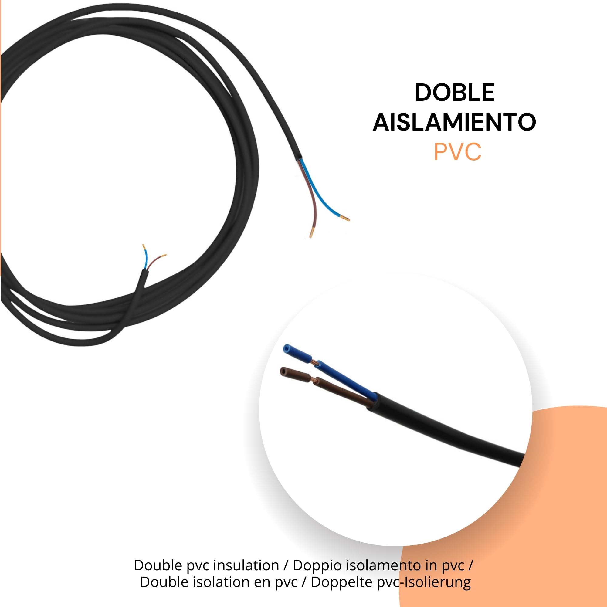 Câble Électrique 25m 2x0.75mm² Noir | H03VV-F Flexible Double Isolation PVC | Installation Intérieure/Extérieure | Résistant | Parfait pour Lampes, Appliques, Connexions, Projets Maison
