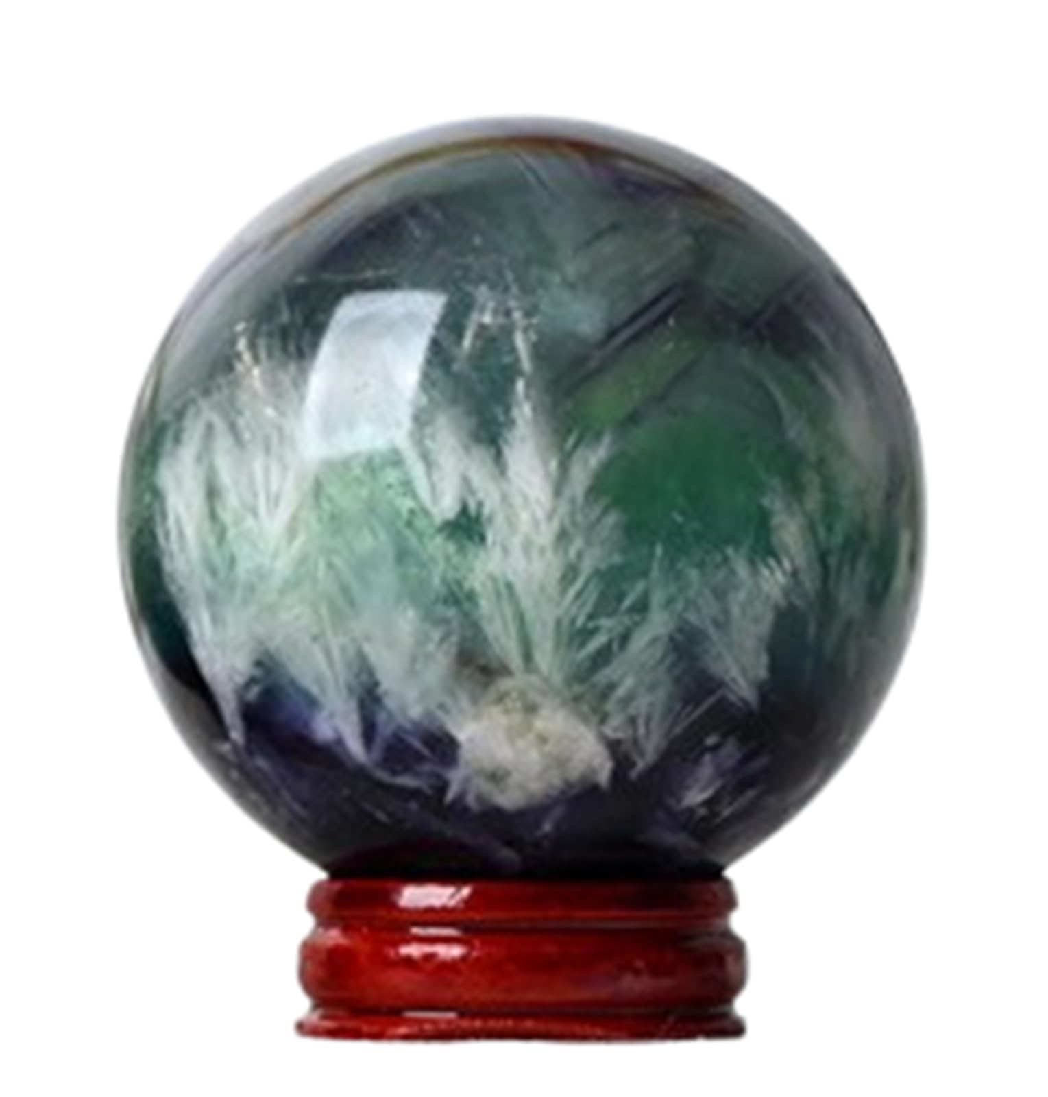 DSZUJTYROP Small Crystals Sphere, Feather Fluorite Crystal Ball, Quartz Ornament for Feng Shui Divination Fortune Telling Tabletop Fountain Decoration,5~6cm
