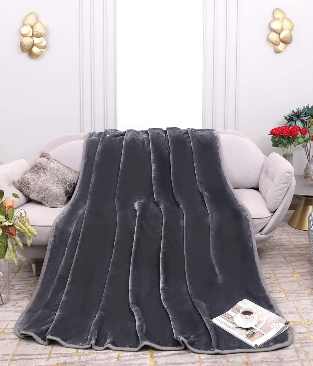 VODEXThick Fleece Blanket - Soft and Cozy Weighted Blanket for Single and King Size Beds (Single, Dark Gray)