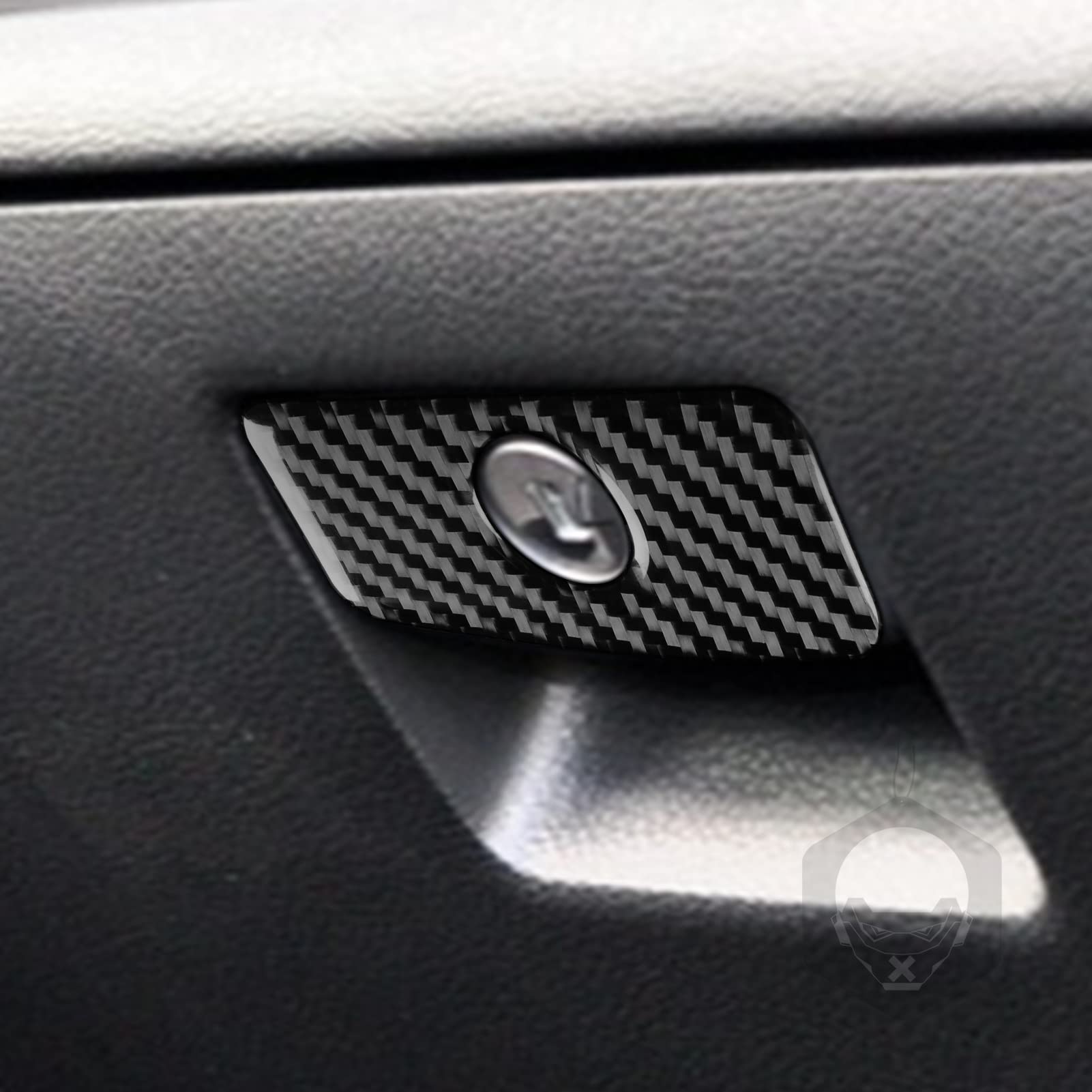 PJFUS Car Co-Pilot Glove Storage Box Handle Panel Keyhole Cover Trim Sticker Real Black Carbon Fiber Auto Interior Accessories Compatible with Subaru Forester 2013 2014 2015 2016 2017 2018