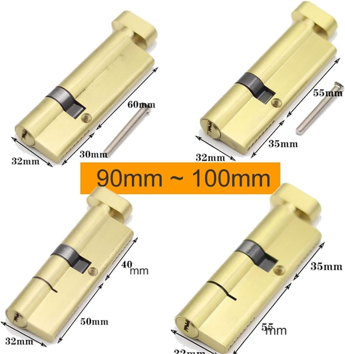Door Lock Cylinder with 3keys Height 32MM for Aluminum Alloy Eccentric 1Pcs(60x35T)