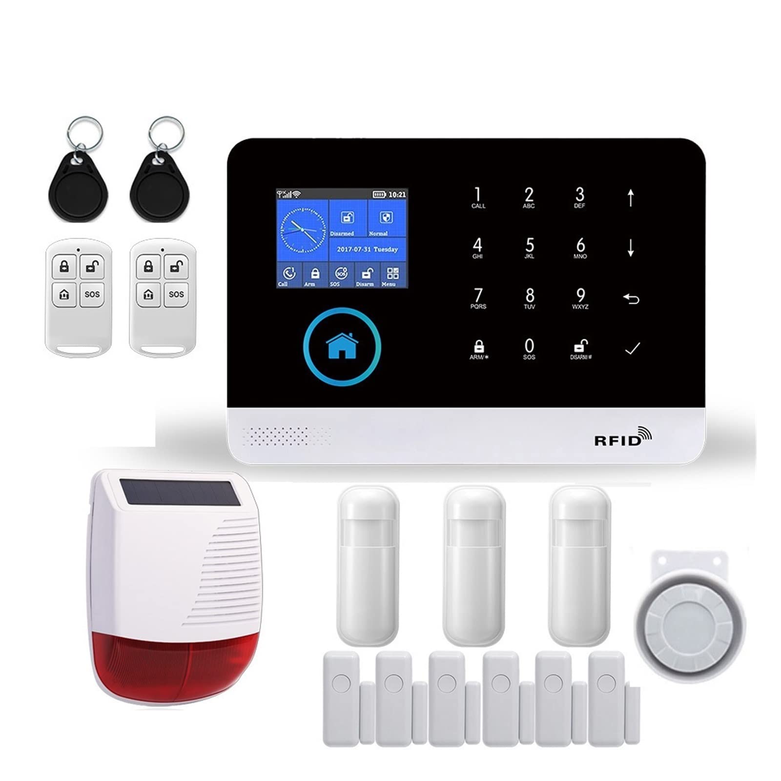Alarma for el hogar inalámbrica 4G de alarma seguridad for for la aplicación Tuya con Sensor movimiento for mascotas Detector humo Gas Para casa y garaje(N)