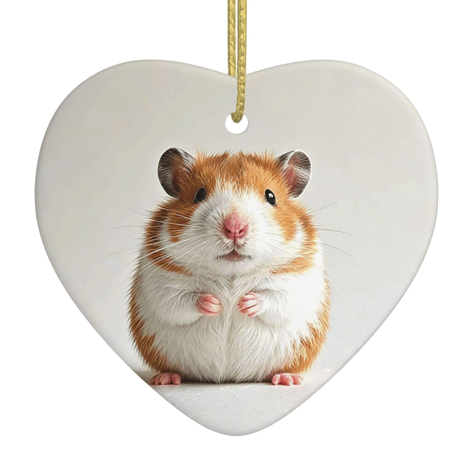 Hedgehog Christmas Ornament 2025 Heart Ceramic Hanging Ornaments for Home Decor Christmas Decorations with Gold Rope Double-Sided Xmas Tree Ceramic Hanging for Holiday Party