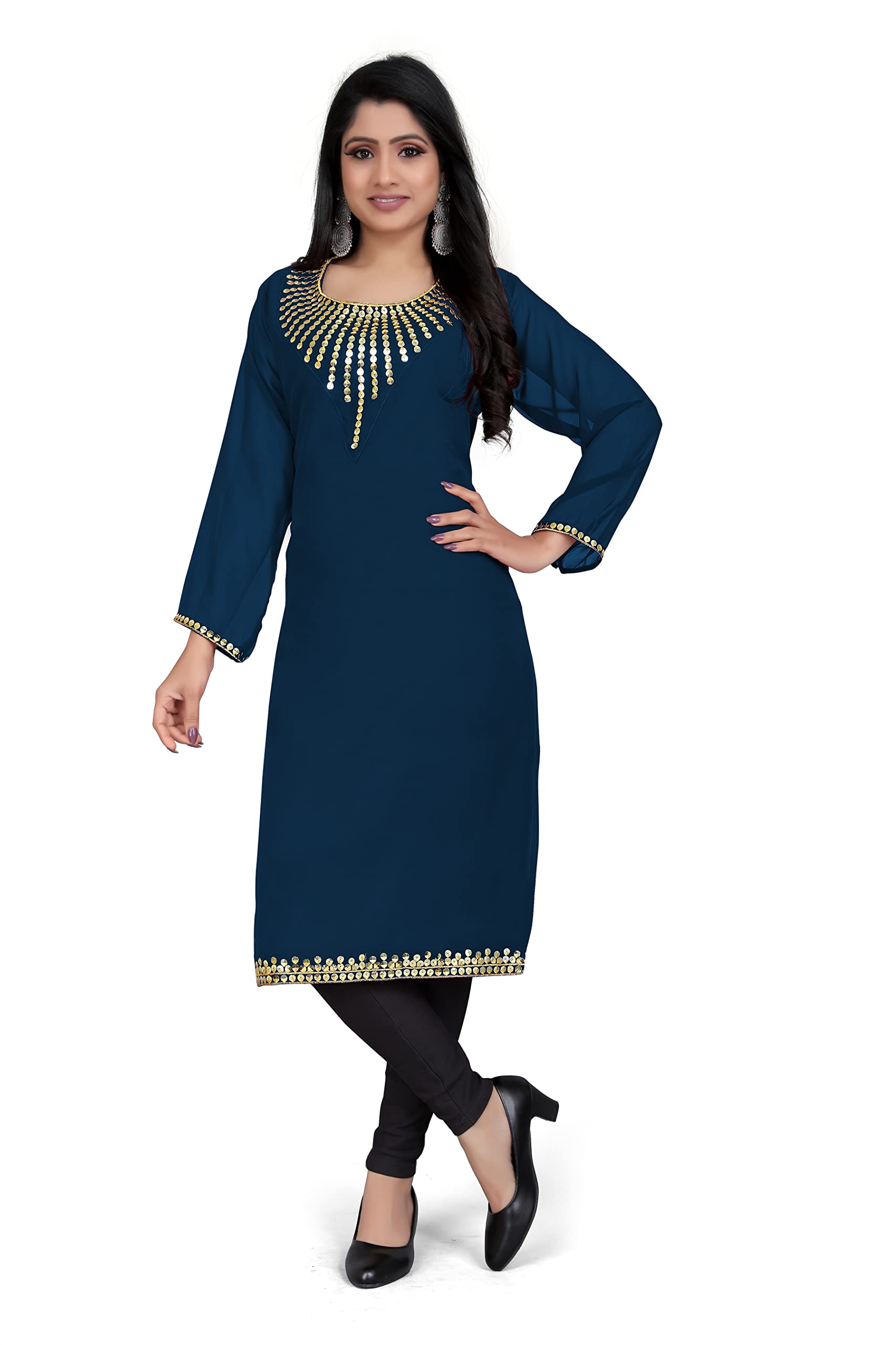 Brei'sWomen's Georgette Embroidered Kurti
