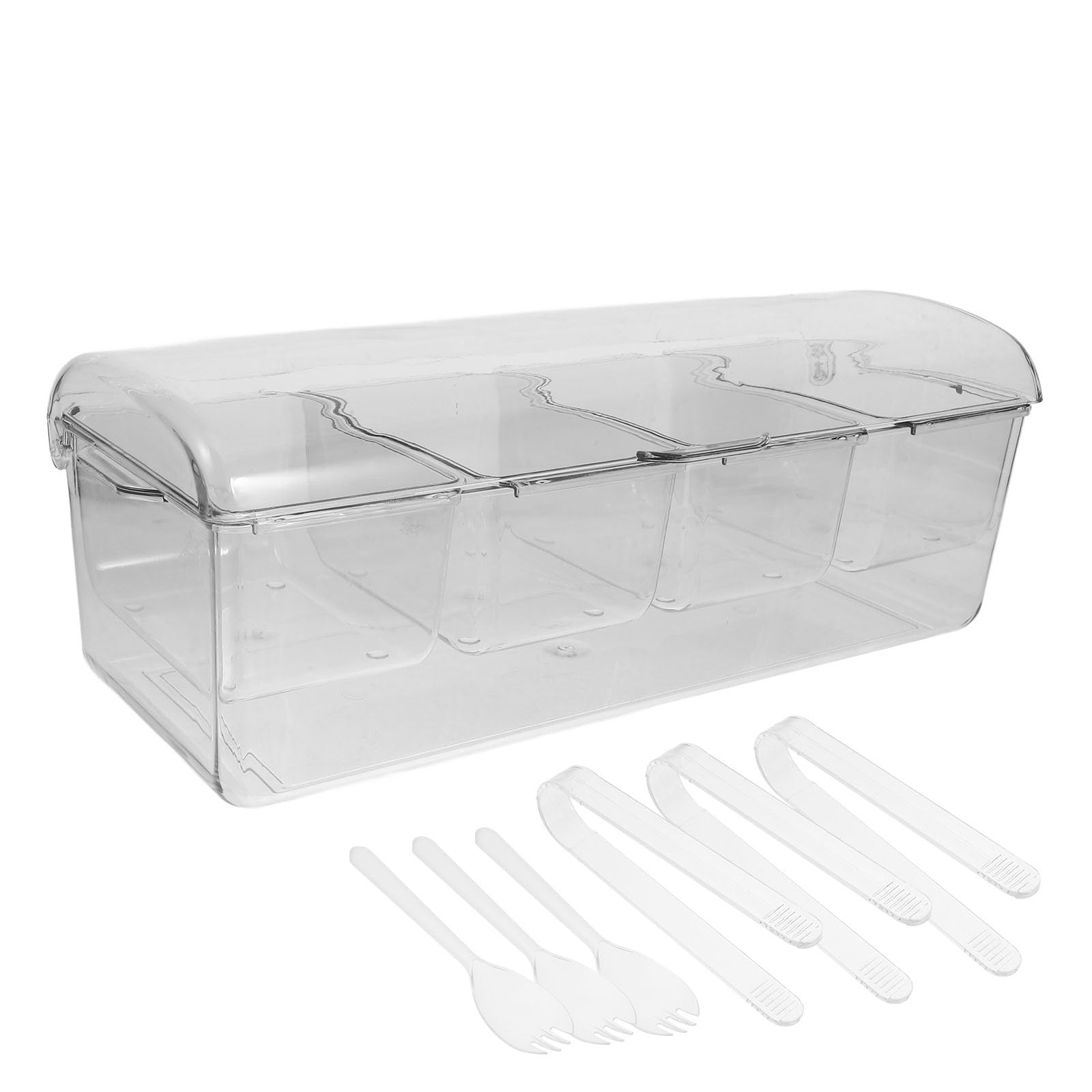Set di Contenitori per Alimenti in Plastica Pet con 4 Scomparti Separati e Coperchio, Capacità Adeguata per Conservazione Refrigerata per Picnic e Barbecue All'aperto