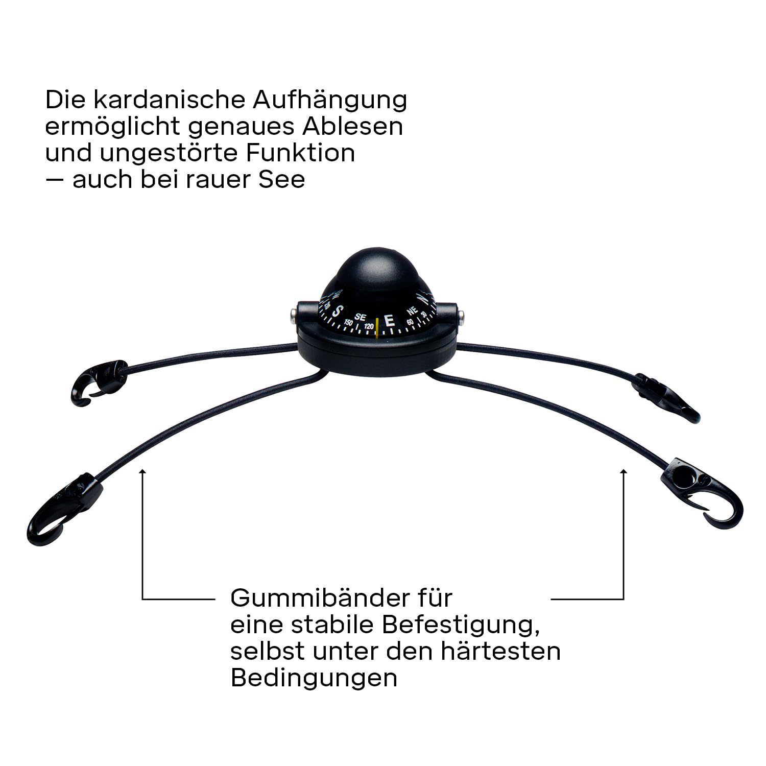 Silva Kompass Kajak 58 - Kajakkompass mit Gummibänder und Clips - Vollständig wasserdichter Kanukompass mit kratzfestem Gehäuse - Kompass Boot - Kajak zubehör - Kanu zubehör