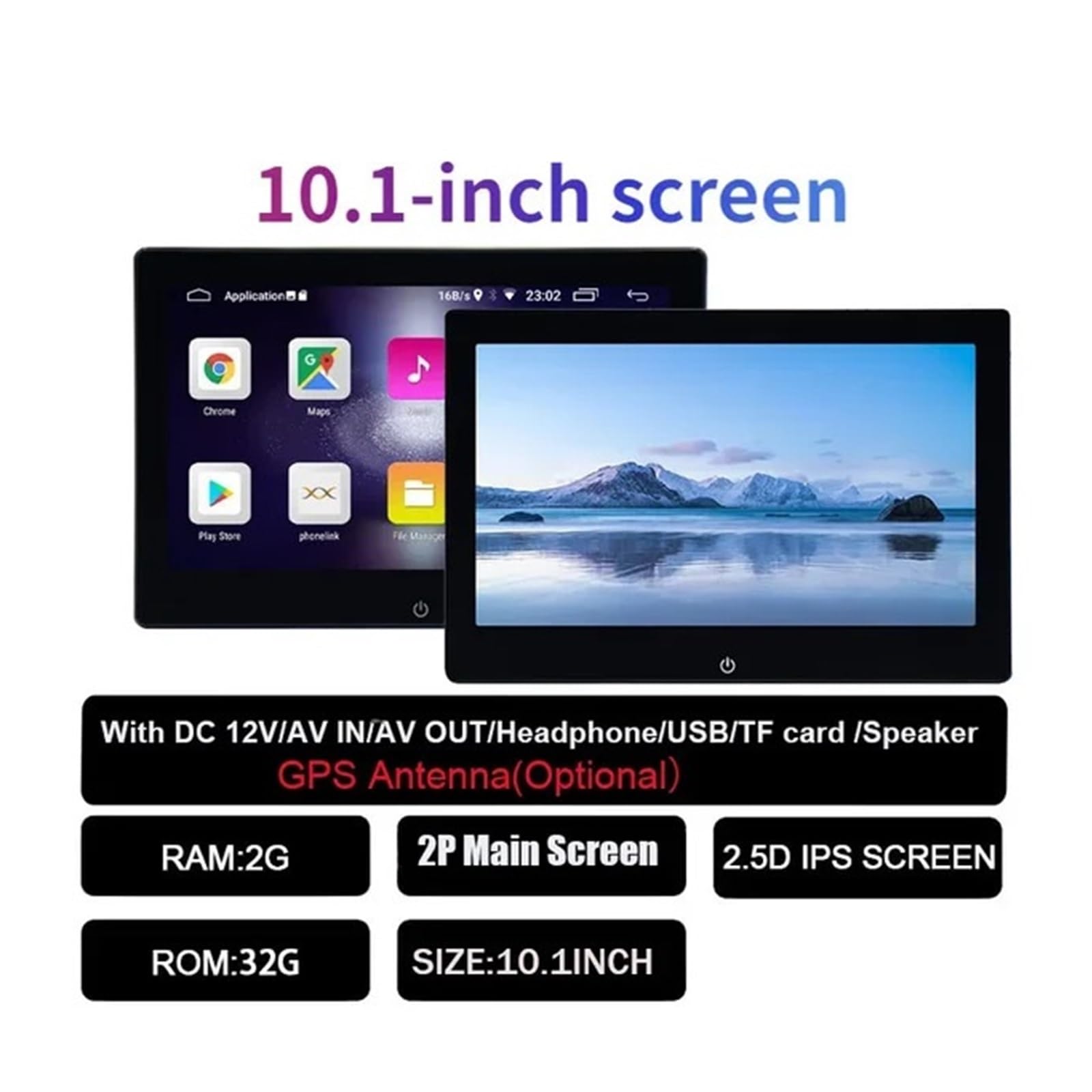 Reproductor Multimedia de vídeo para reposacabezas de Coche de 10,1 Pulgadas con Bluetooth y Pantalla táctil para TV en el Asiento Trasero (2 g)