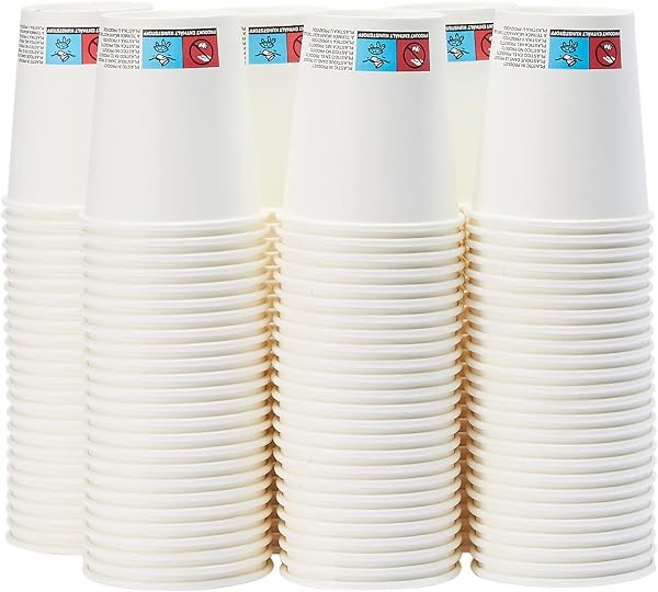 Amazon Basics Gobelets en carton pour boissons chaudes, 207 ml, 150 unité, lot de 1, Carton, Polyéthylène, Blanc - 1