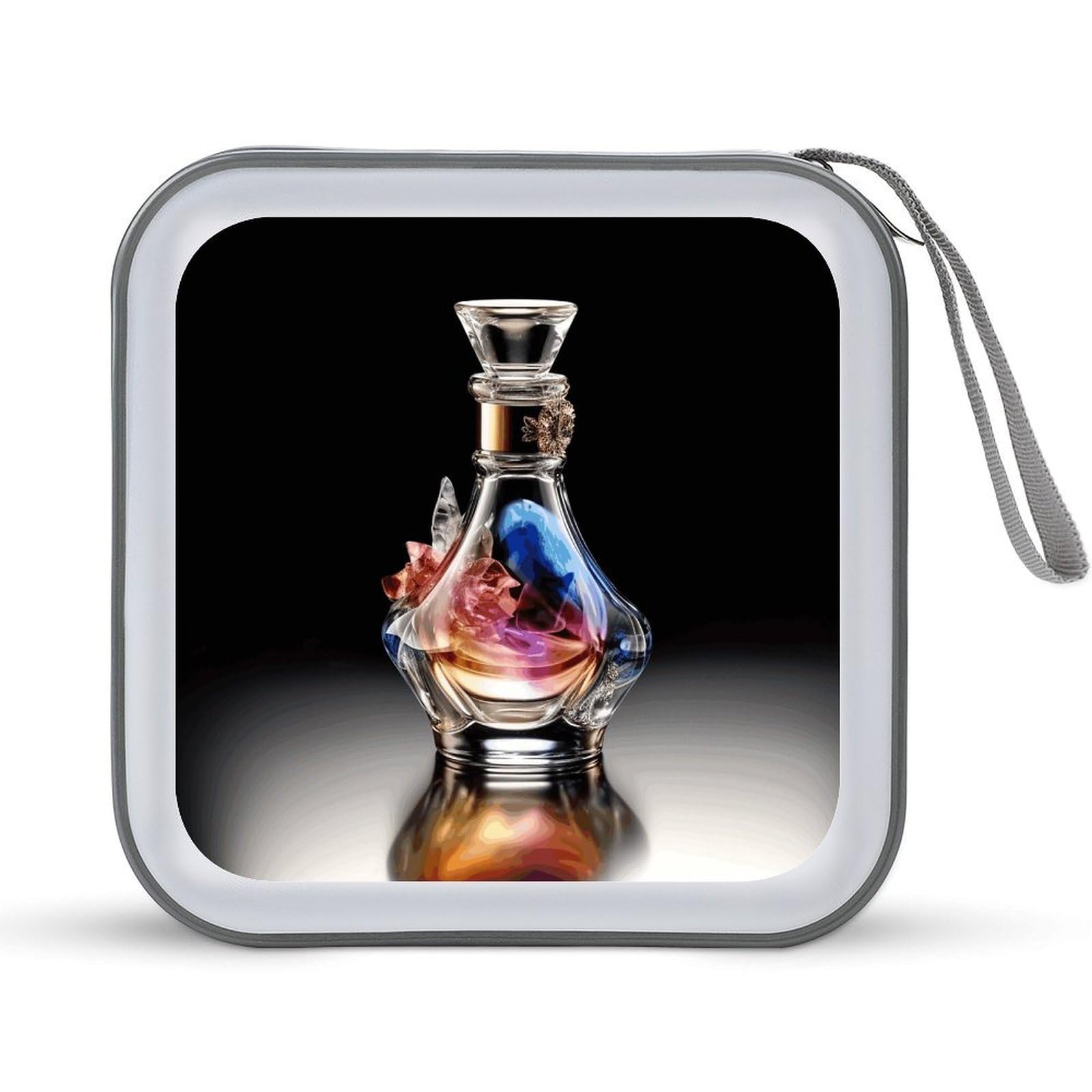 VstaDank - 40 Capacity Perfume Bottle CD Case with Zipper Disc Storage Organizer, Portable Hard Plastic Storage CD Organizer