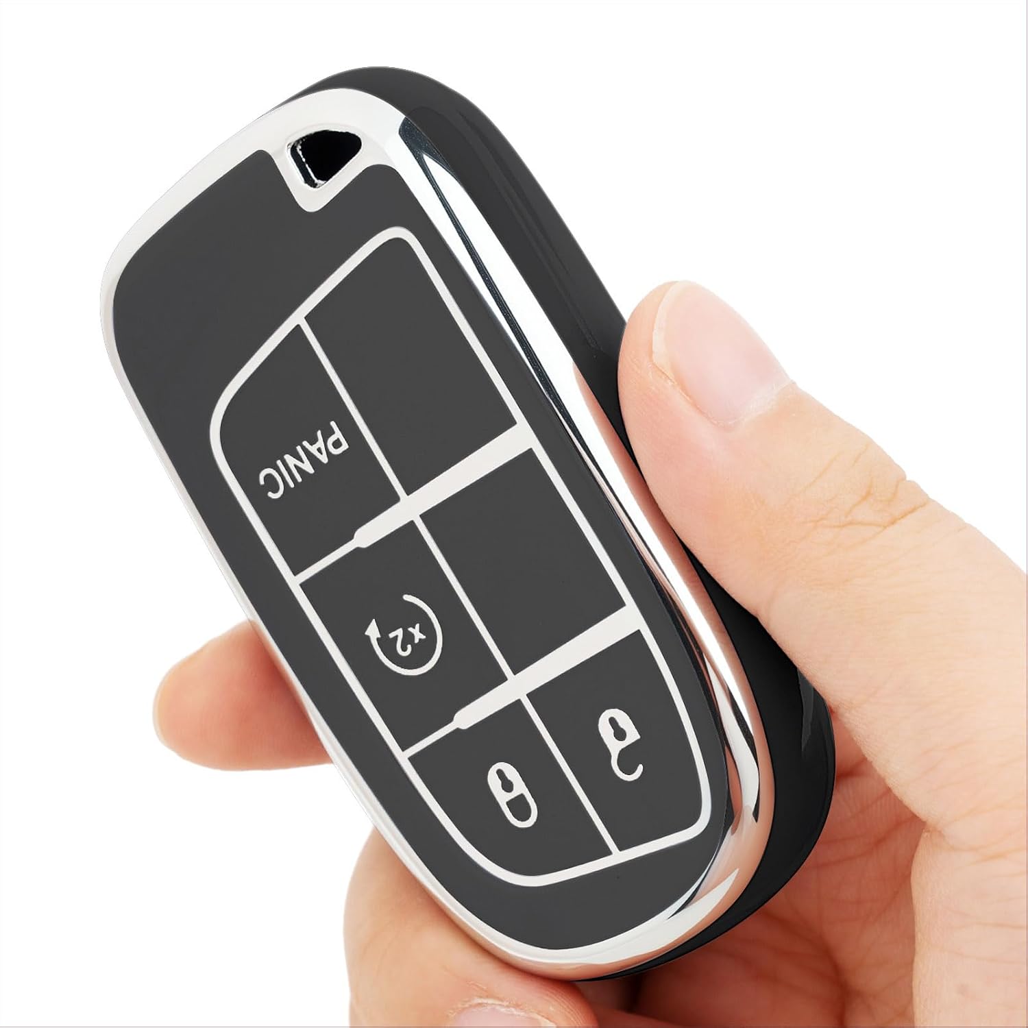 Key fob Cover for Jeep with Keychain,Soft TPU Car Key Cover Case for Jeep Renegade Compass 2017-2023 Dodge Ram 1500 2500 3500 Accessories(4 Buttons)