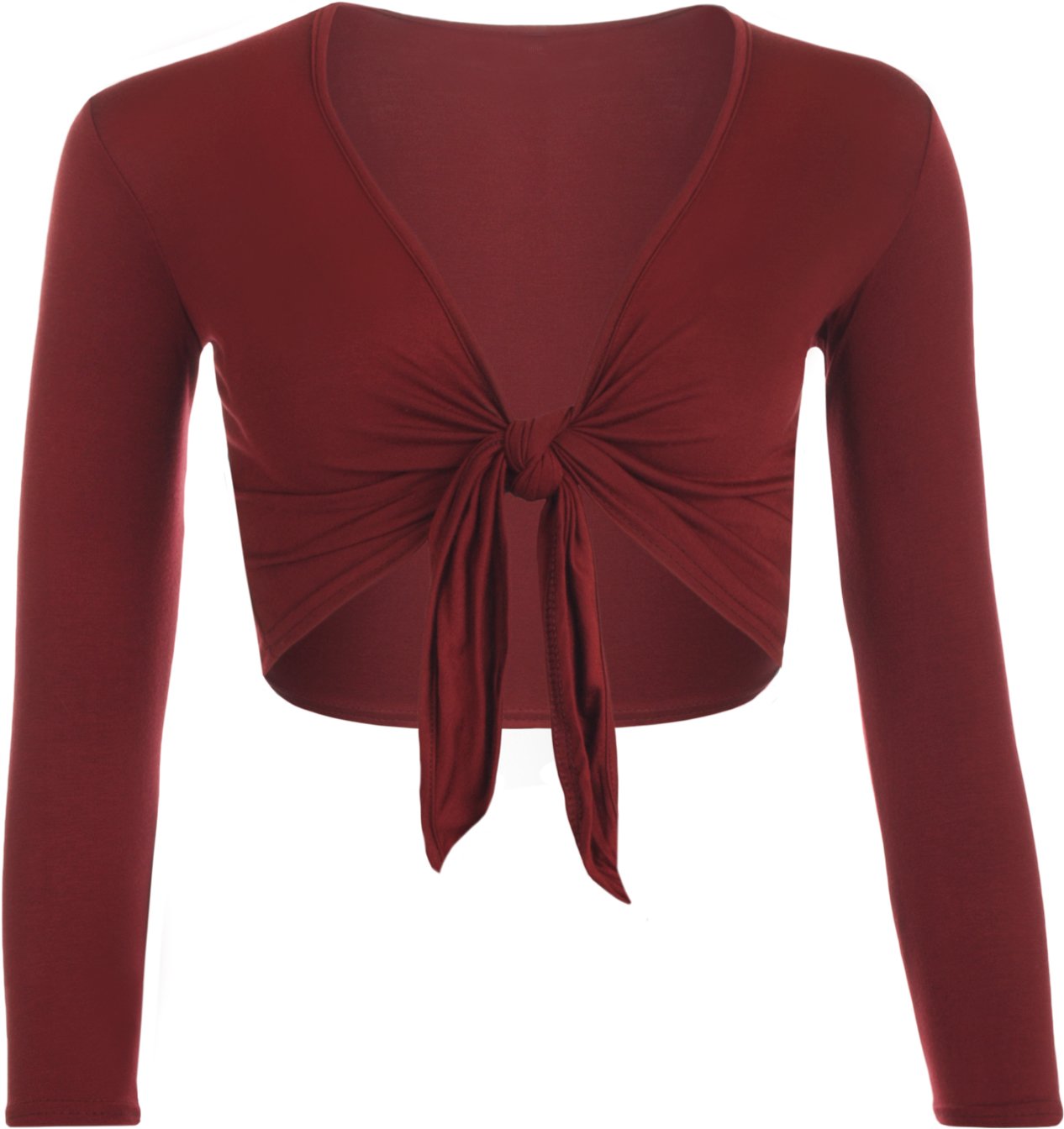 Wearall Women's Wine New Shrug Tie Up Long Sleeve Top 8/10