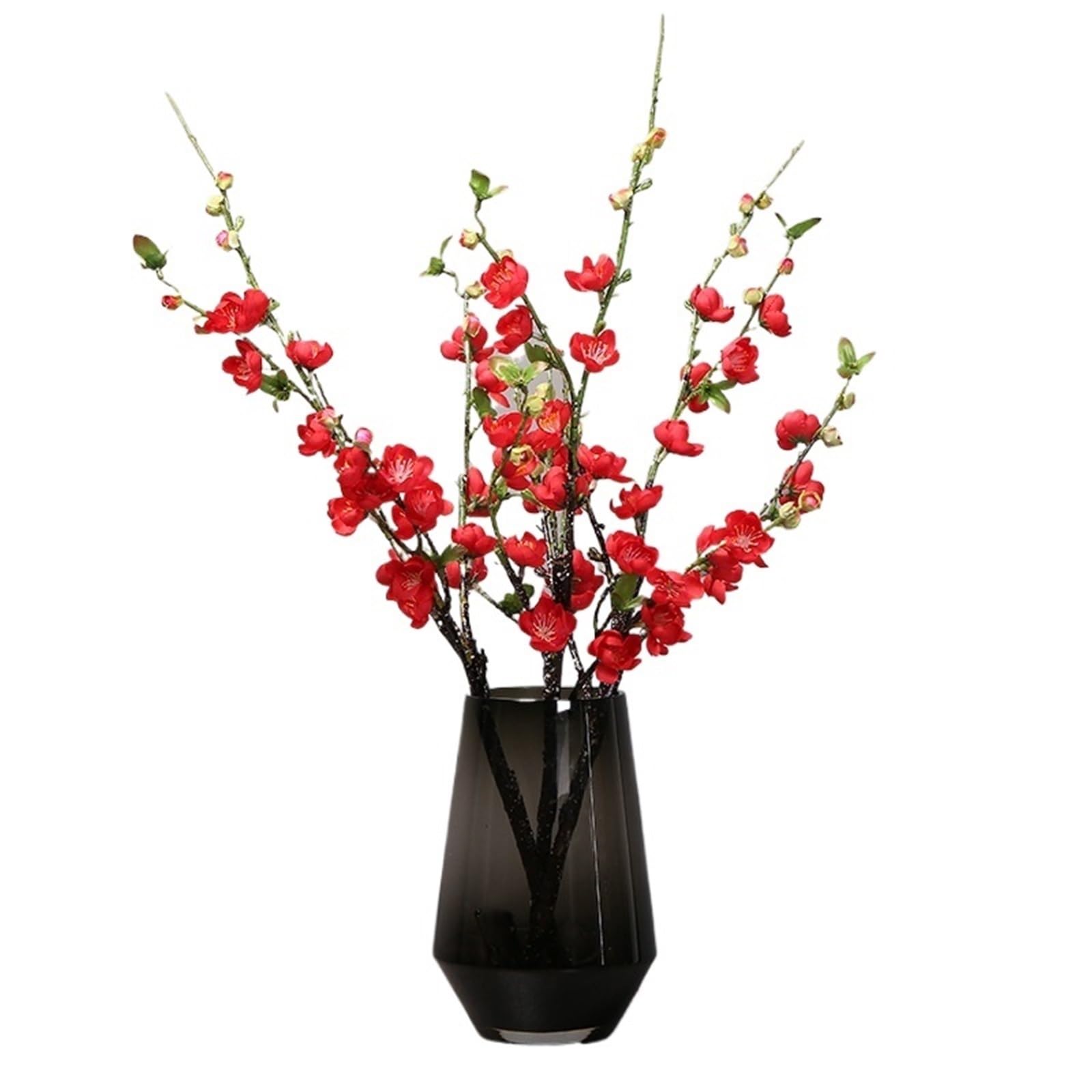 FonHNDG Artificial Flower Branches Artificial Cherry Blossom Flower Branches Silk Peach Spring for Wedding Decoration Plum Arrangement Accessories(Red)