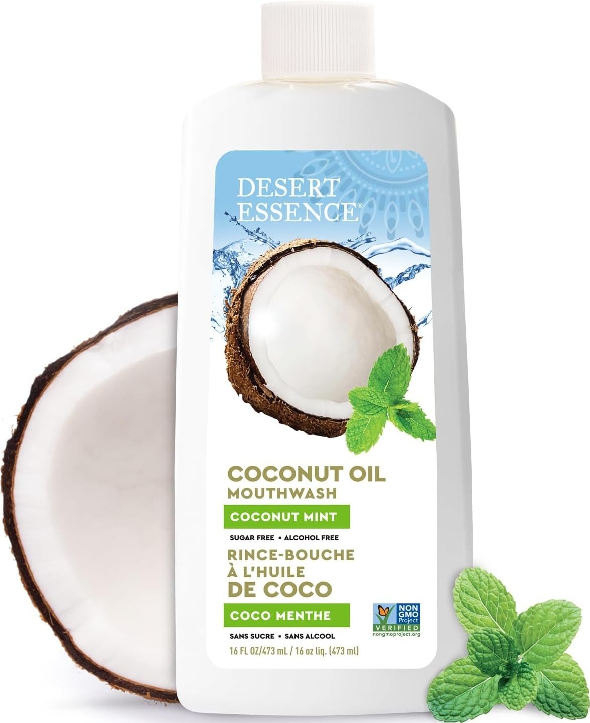 Desert Essence ココナッツオイルホワイトニングマウスウォッシュ、16液量オンス