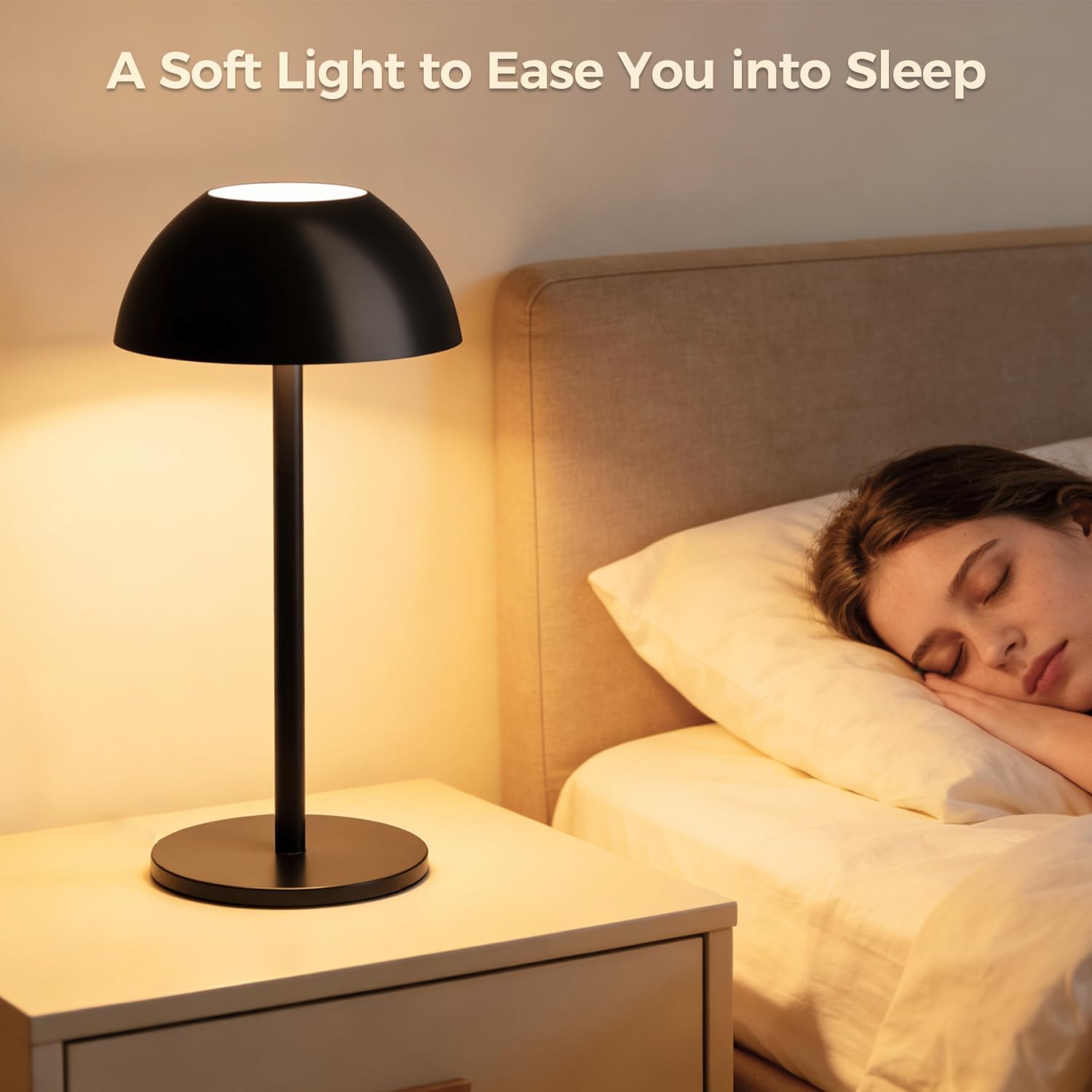 LED Desk Lamp with 1800mAh Rechargeable Battery, 3 Color Temperatures & Stepless Dimming, IP54 Waterproof for Bedroom/Study/Office/Camping, Portable Table Lamp with USB Charging