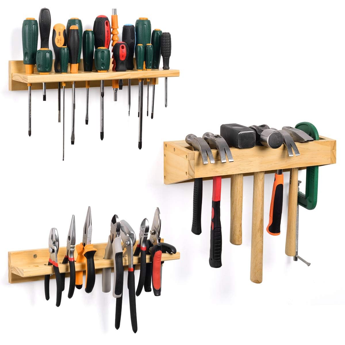 Samnantools Essential Hand Tool Organizer Set - Wooden Wall Mount Rack for Screwdrivers, Pliers, and Hammers (Only Tool Organizer set of 1) (B0CFFJV4FG) Amazon Price History, Amazon Price Tracker