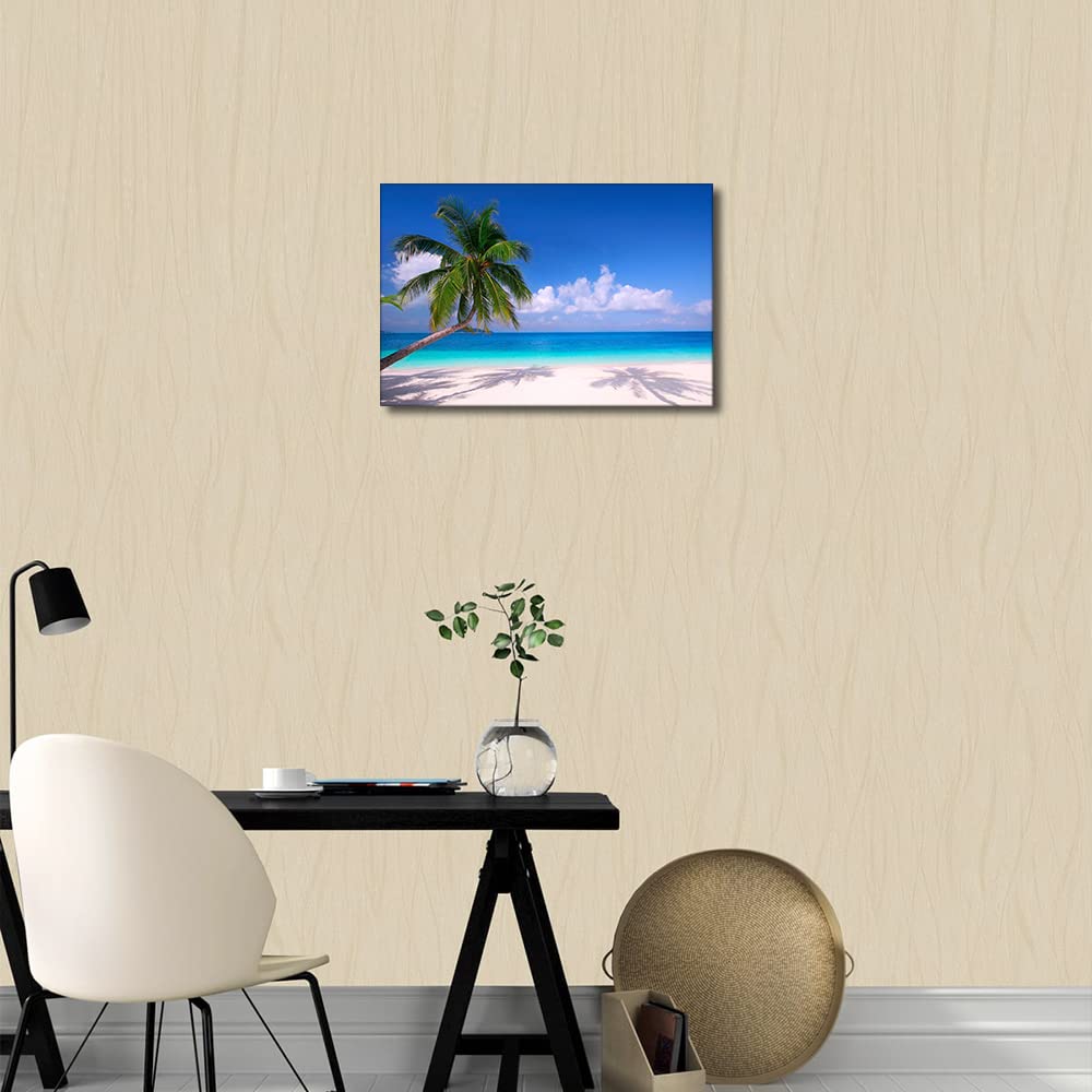 TISHIRON Wall Art for Living Room Holidays Seaside Coconut Tree Reflection Landscape for Bedroom Home Decor Beach Artwork for Home Walls Framed Ready to Hang 8x12inch - Image 4